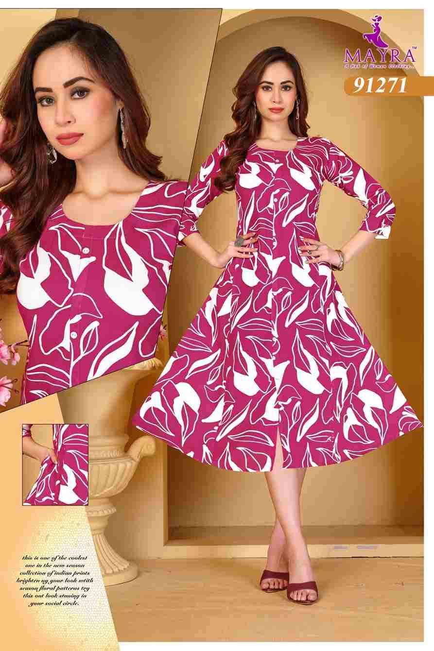 Apsara By Mayra 91268 To 91273 Series Designer Festive Collection Beautiful Stylish Fancy Colorful Party Wear & Occasional Wear Rayon Print Kurtis At Wholesale Price