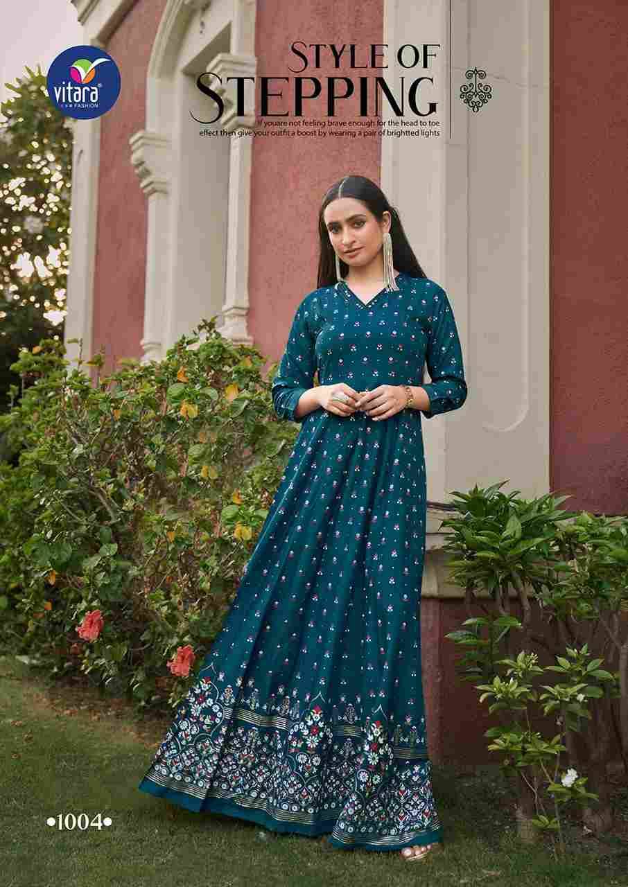 Rangmanch By Vitara 1001 To 1004 Series Designer Stylish Fancy Colorful Beautiful Party Wear & Ethnic Wear Collection Heavy Fancy Gowns At Wholesale Price