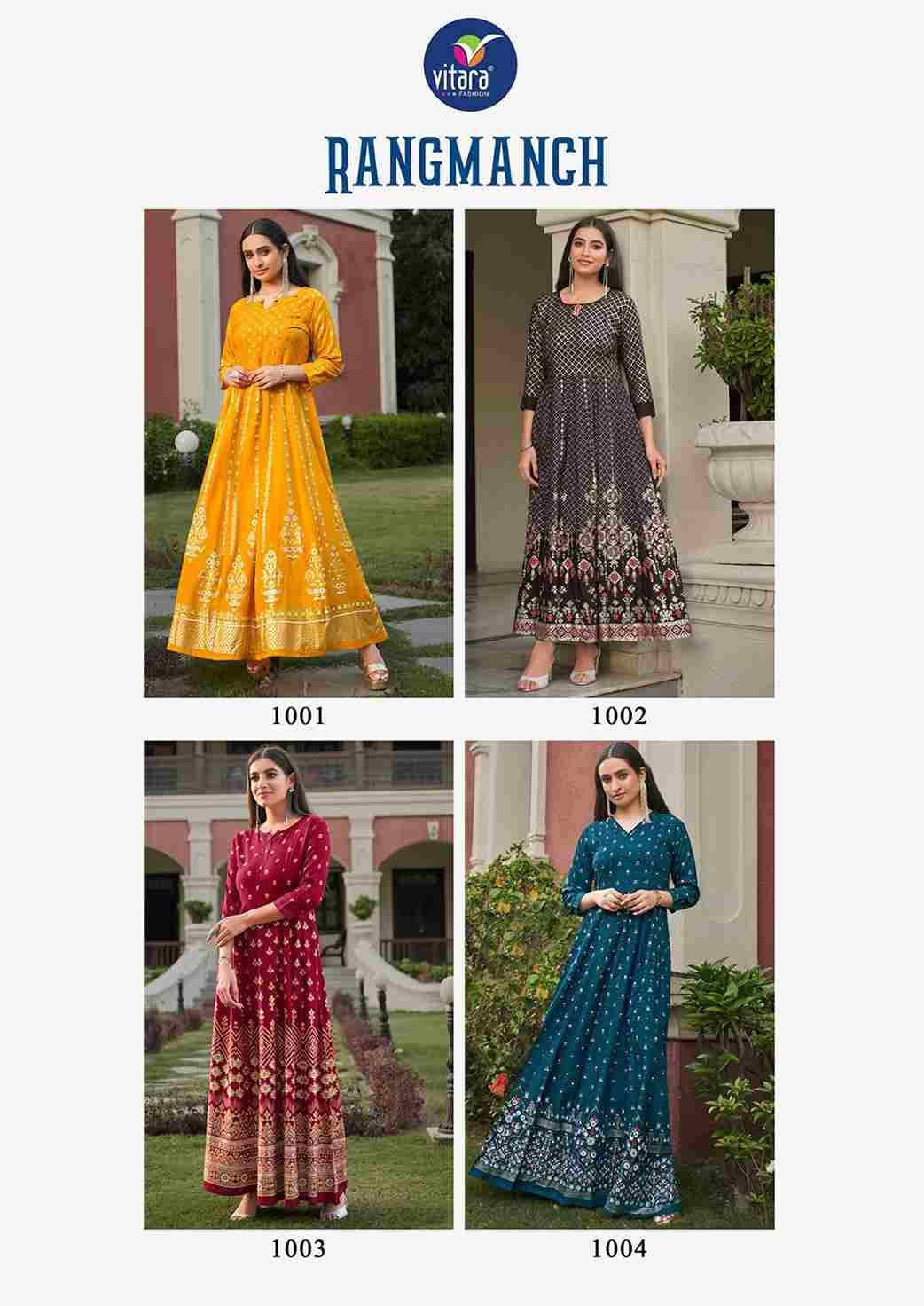 Rangmanch By Vitara 1001 To 1004 Series Designer Stylish Fancy Colorful Beautiful Party Wear & Ethnic Wear Collection Heavy Fancy Gowns At Wholesale Price