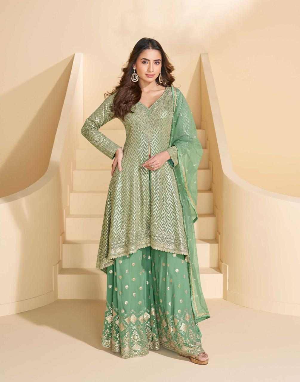 Anokhi By Sayuri 10013 To 10015 Series Beautiful Sharara Suits Colorful Stylish Fancy Casual Wear & Ethnic Wear Georgette Embroidery Dresses At Wholesale Price