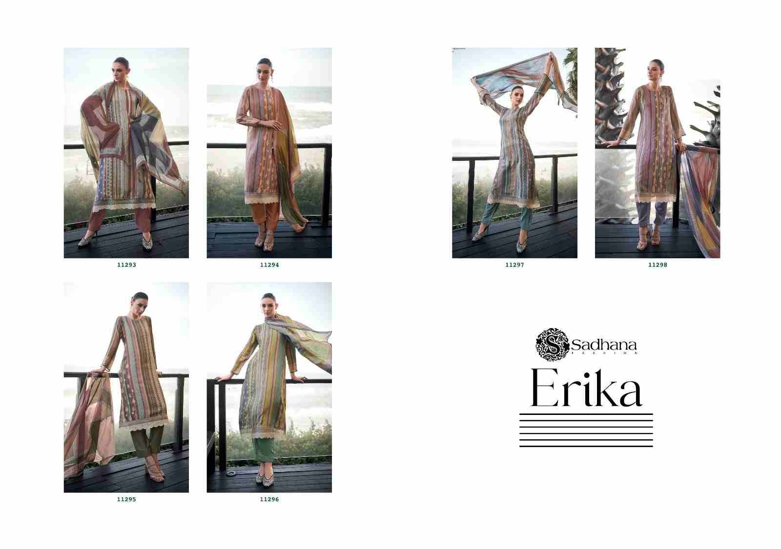 Erika By Sadhana Fashion 11293 To 11298 Series Designer Festive Suits Beautiful Fancy Stylish Colorful Party Wear & Occasional Wear Pure Muslin Silk Print Dresses At Wholesale Price