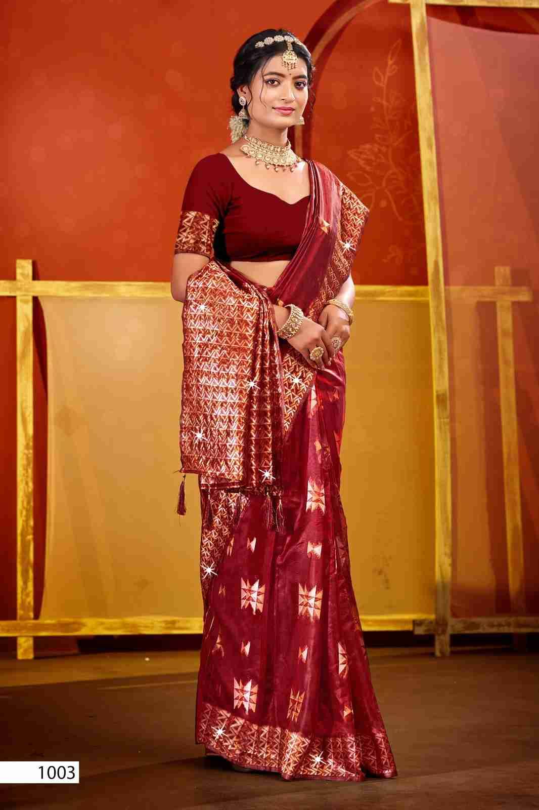 Pragati By Saroj 1001 To 1006 Series Indian Traditional Wear Collection Beautiful Stylish Fancy Colorful Party Wear & Occasional Wear Soft Organza Sarees At Wholesale Price