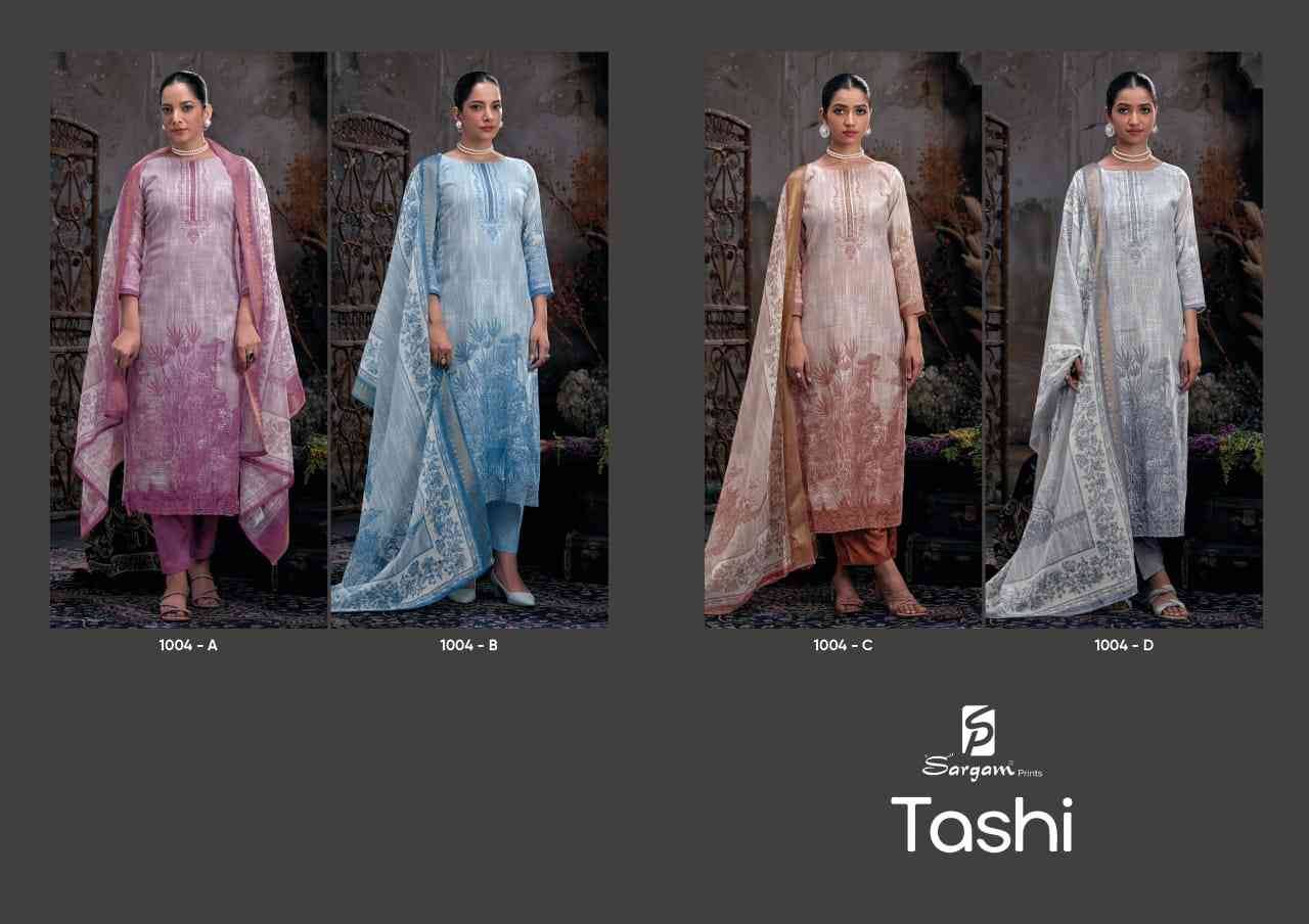Tashi By Sargam Prints 1004-A To 1004-D Series Beautiful Festive Suits Colorful Stylish Fancy Casual Wear & Ethnic Wear Pure Linen Dresses At Wholesale Price
