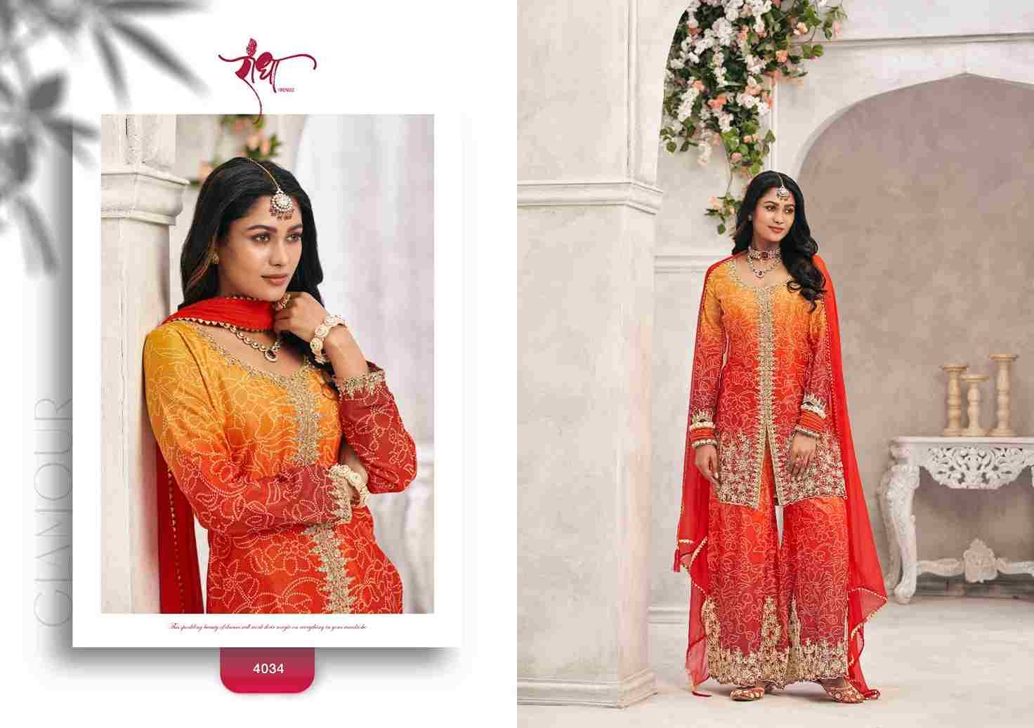 Sundri By Radha Trendz 4031 To 4034 Series Festive Suits Beautiful Fancy Colorful Stylish Party Wear & Occasional Wear Chinnon Dresses At Wholesale Price