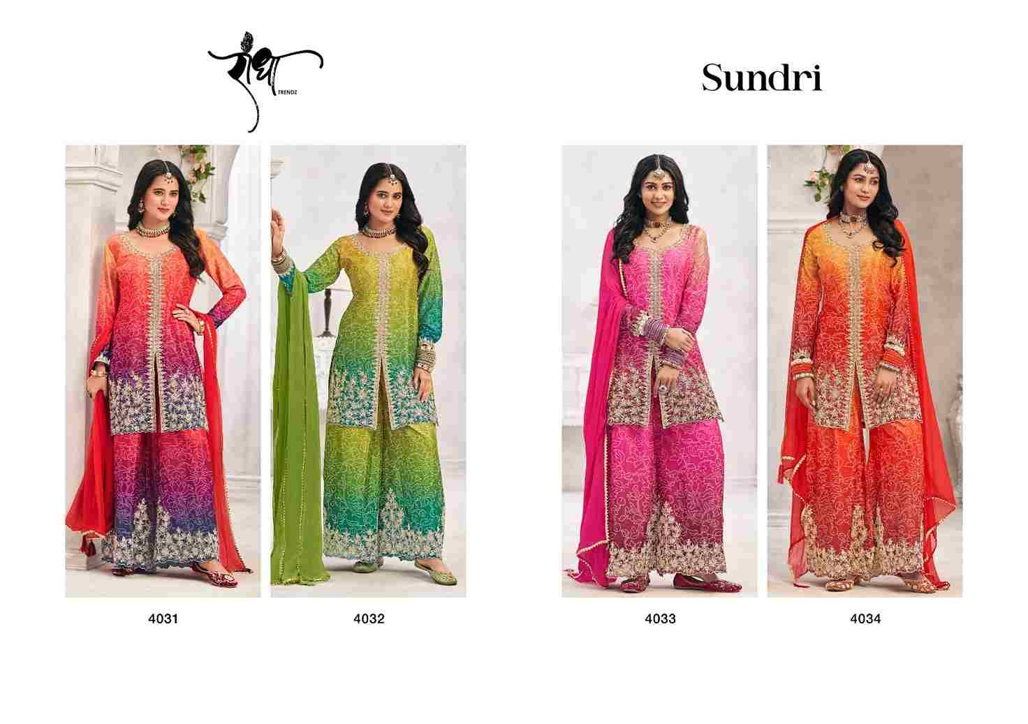 Sundri By Radha Trendz 4031 To 4034 Series Festive Suits Beautiful Fancy Colorful Stylish Party Wear & Occasional Wear Chinnon Dresses At Wholesale Price