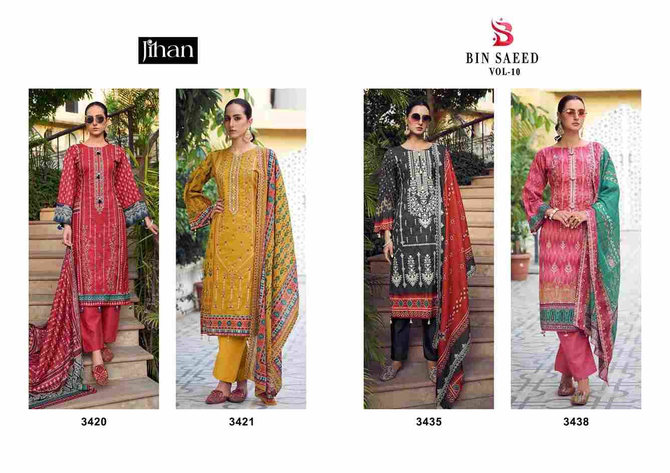 Bin Saeed Vol-10 By Jihan Designer Pakistani Suits Beautiful Fancy Stylish Colorful Party Wear & Occasional Wear Pure Lawn Dresses At Wholesale Price