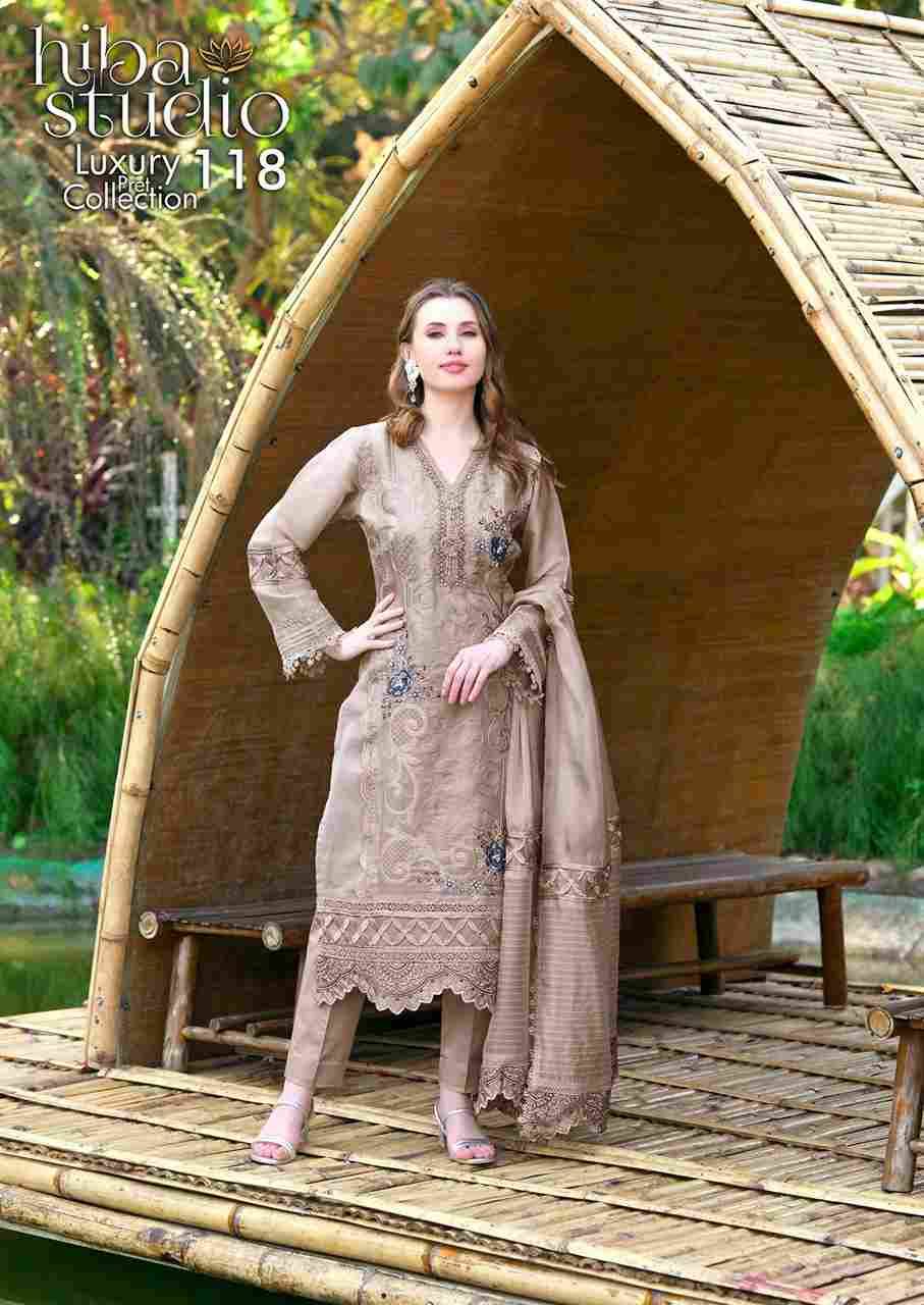 Luxury Pret Collection Vol-118 By Hiba Fashion 118-A To 118-C Series Beautiful Pakistani Suits Colorful Stylish Fancy Casual Wear & Ethnic Wear Organza Dresses At Wholesale Price