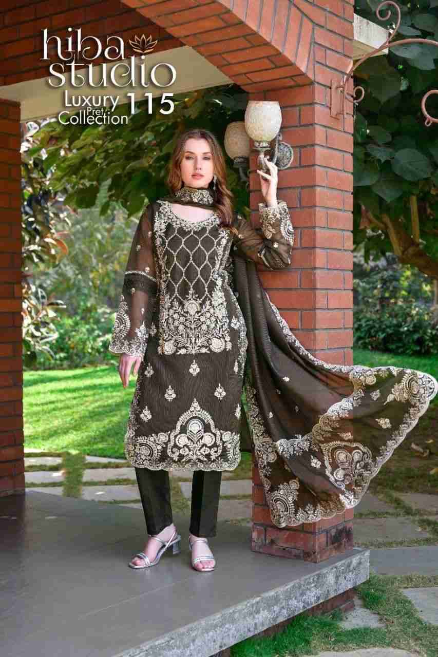 Luxury Pret Collection Vol-115 By Hiba Fashion 115-A To 115-C Series Beautiful Pakistani Suits Colorful Stylish Fancy Casual Wear & Ethnic Wear Organza Dresses At Wholesale Price