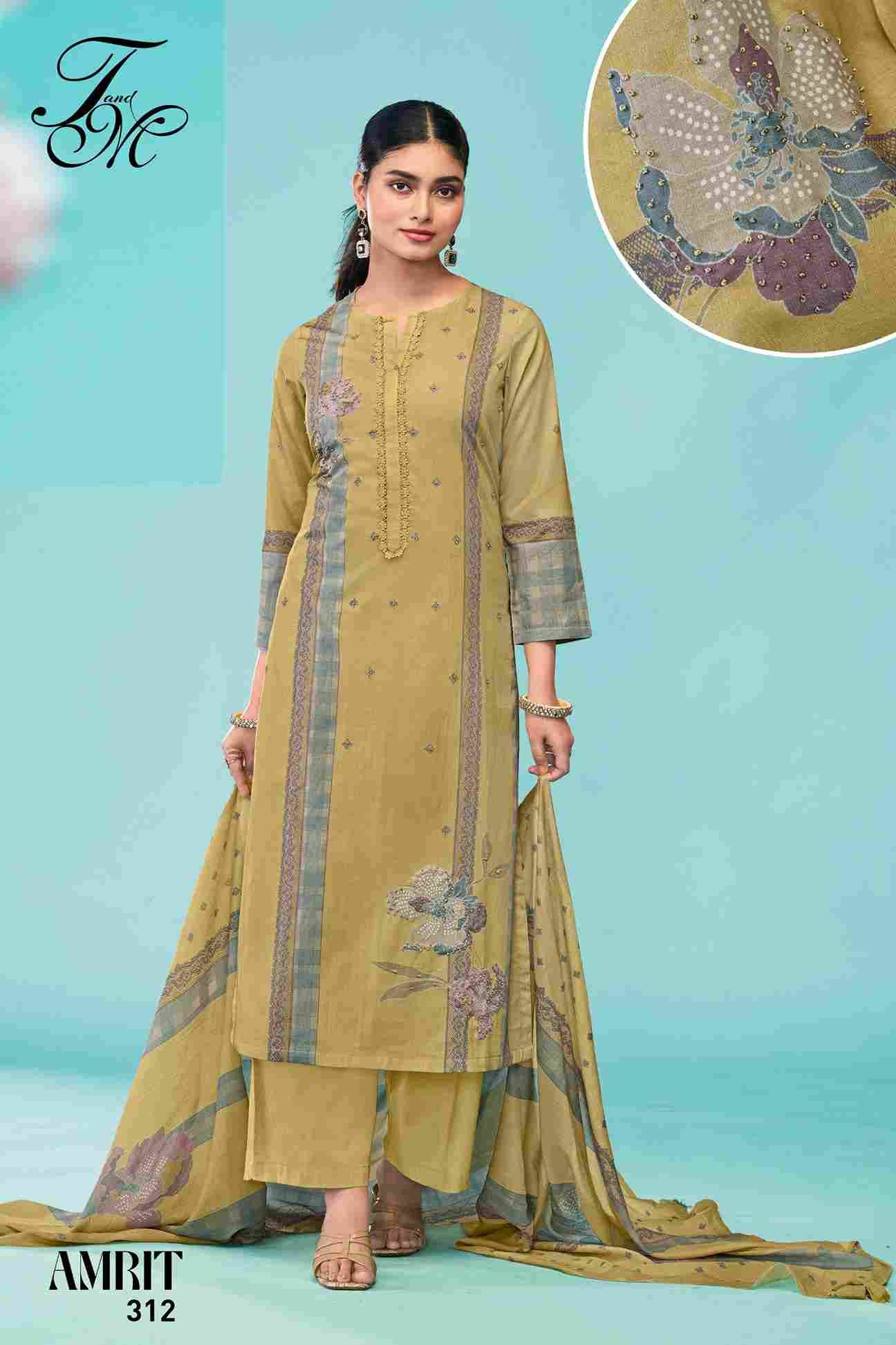 Amrit By T And M Designer Studio Beautiful Festive Suits Colorful Stylish Fancy Casual Wear & Ethnic Wear Pure Cotton Lawn Dresses At Wholesale Price