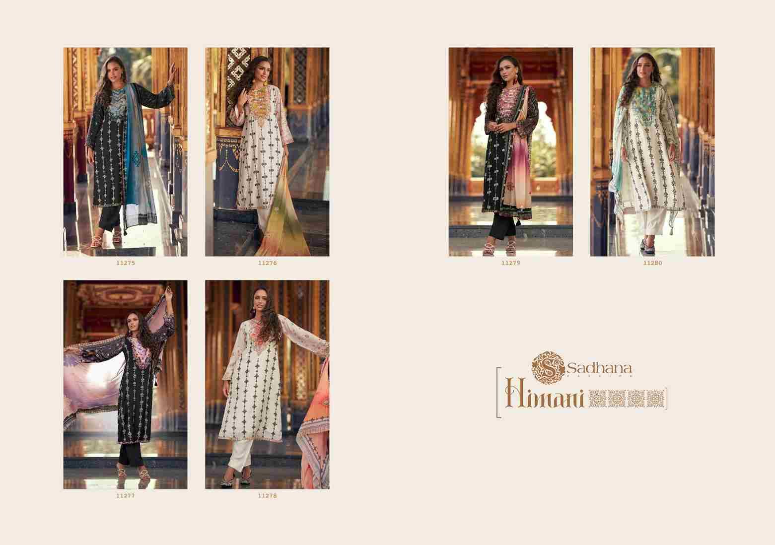 Himani By Sadhana Fashion 11275 To 11280 Series Designer Festive Suits Beautiful Fancy Stylish Colorful Party Wear & Occasional Wear Pure Muslin Silk Print Dresses At Wholesale Price