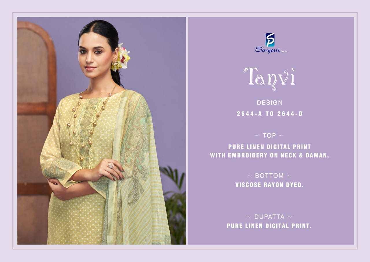 Tanvi By Sargam Prints 2644-A To 2644-D Series Beautiful Festive Suits Colorful Stylish Fancy Casual Wear & Ethnic Wear Pure Linen Dresses At Wholesale Price