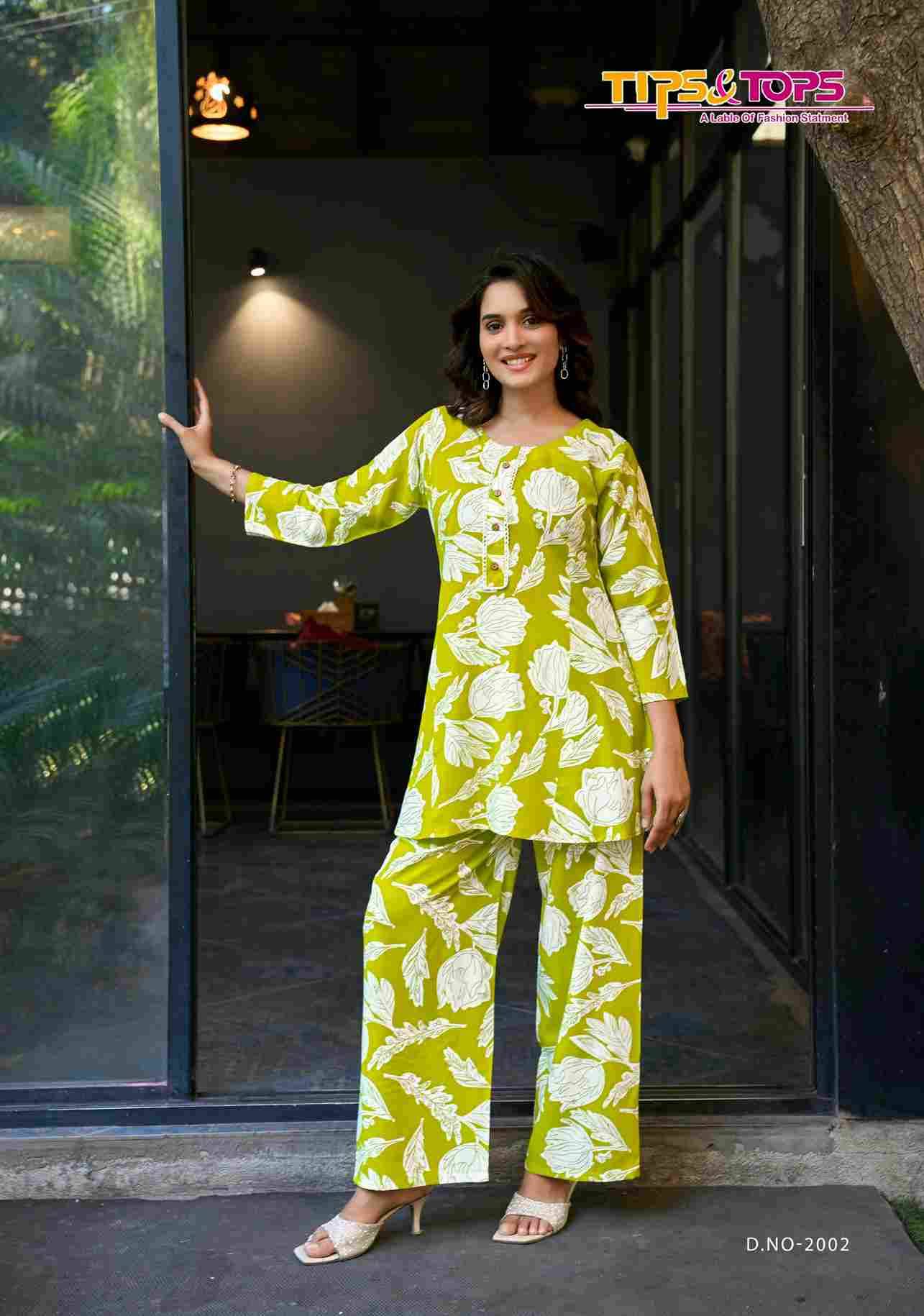 Viona Vol-2 By Tips And Tops 2001 To 2006 Series Designer Stylish Fancy Colorful Beautiful Party Wear & Ethnic Wear Collection Rayon Print Co-Ords At Wholesale Price
