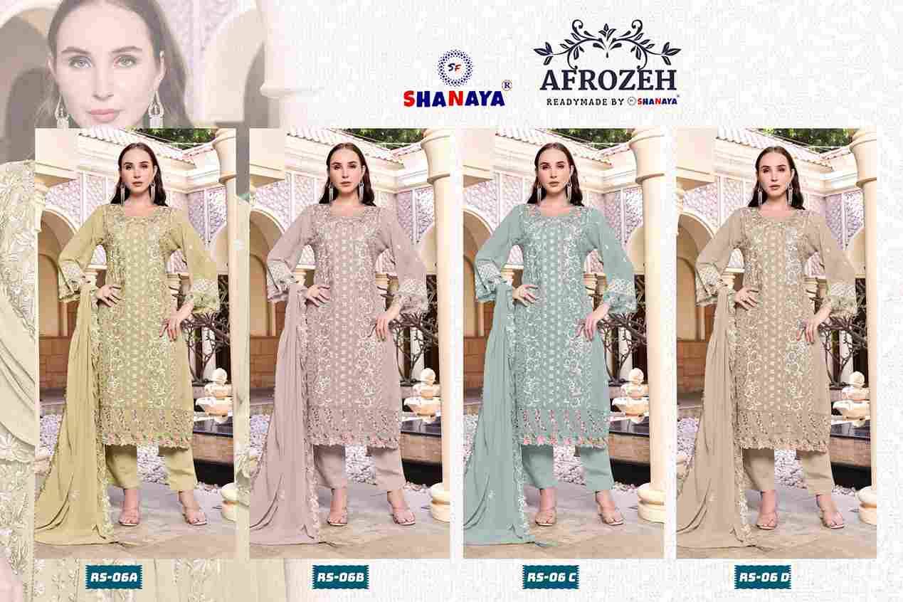 Afrozeh 06 Colours By Shanaya Fashion 06-A To 06-D Series Designer Pakistani Suits Collection Beautiful Stylish Fancy Colorful Party Wear & Occasional Wear Heavy Faux Georgette Dresses At Wholesale Price