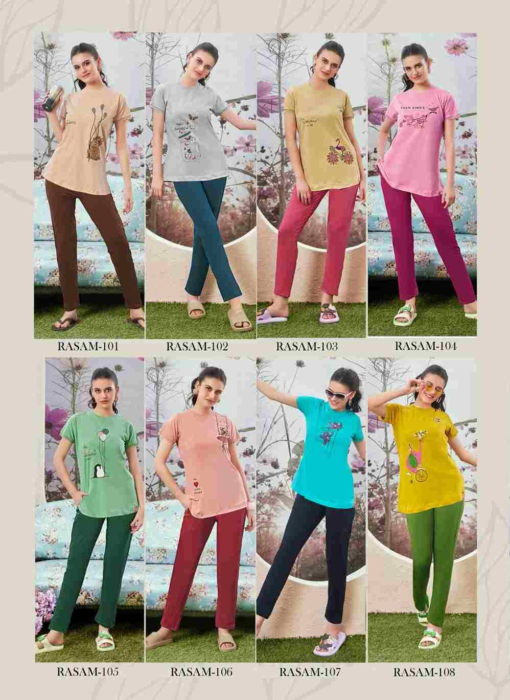 Rasam By Luvit 101 To 108 Series Beautiful Stylish Fancy Colorful Casual Wear & Ethnic Wear 4Way Lycra Night Suits At Wholesale Price