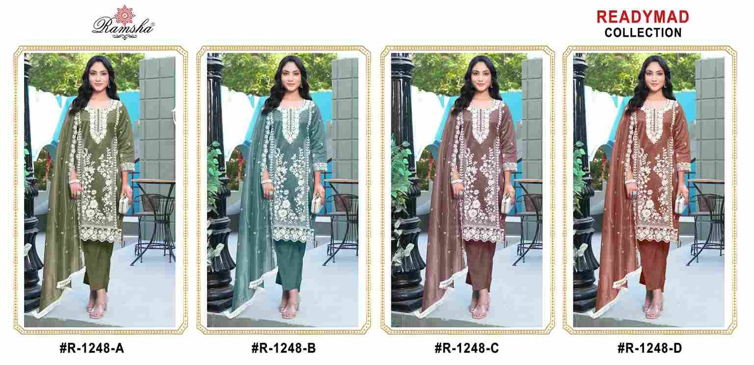 Ramsha 1248 Colours By Ramsha 1248-A To 1248-D Series Designer Pakistani Suits Beautiful Fancy Colorful Stylish Party Wear & Occasional Wear Simmer Embroidered Dresses At Wholesale Price