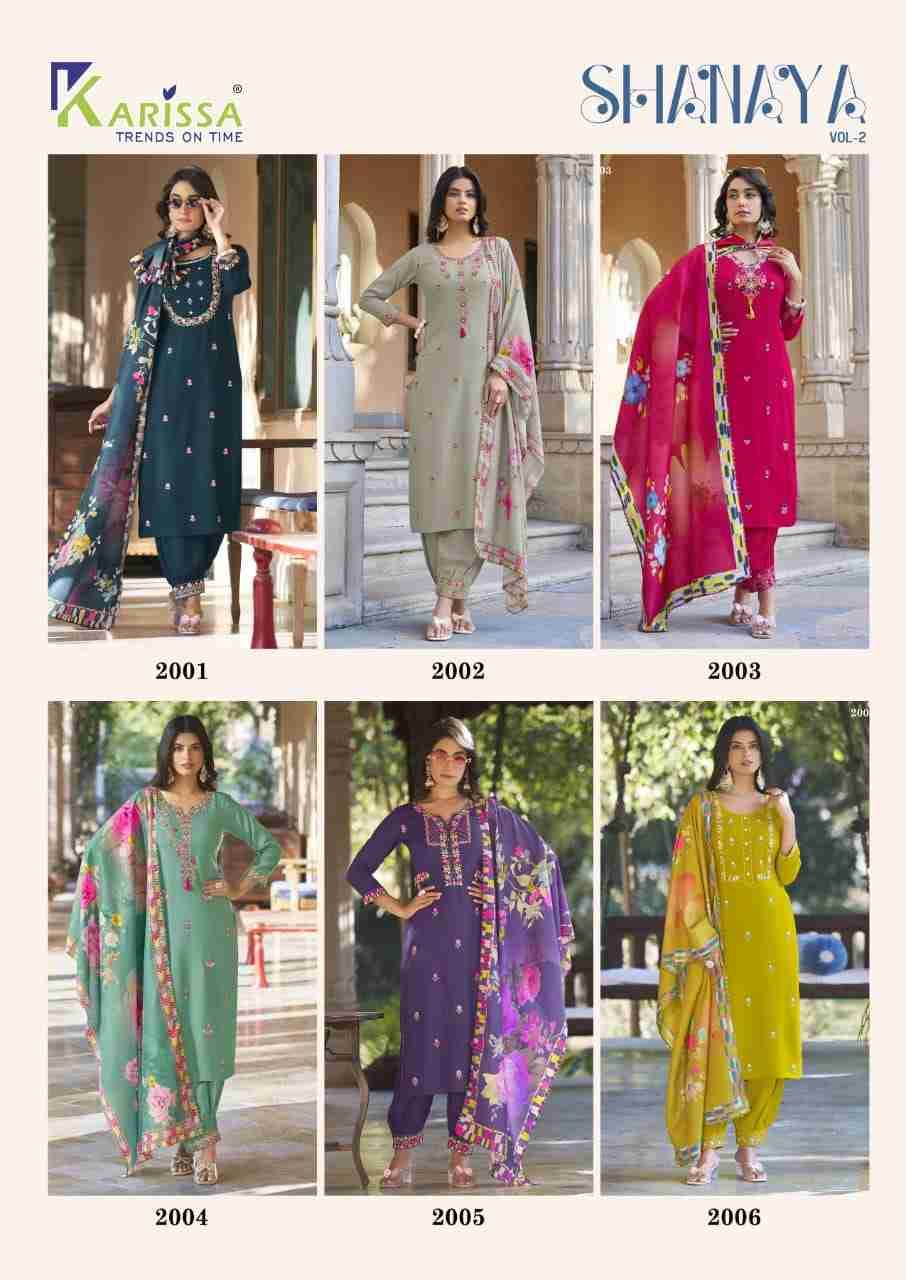 Shanaya Vol-2 By Karissa 2001 To 2006 Series Beautiful Festive Suits Colorful Stylish Fancy Casual Wear & Ethnic Wear Rayon With Work Dresses At Wholesale Price