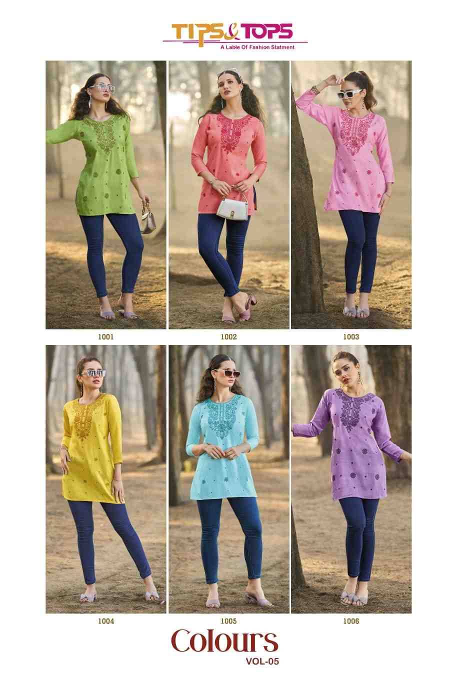 Colours Vol-5 By Tips And Tops 1001 To 1006 Series Designer Stylish Fancy Colorful Beautiful Party Wear & Ethnic Wear Collection Heavy Rayon Slub Tops At Wholesale Price