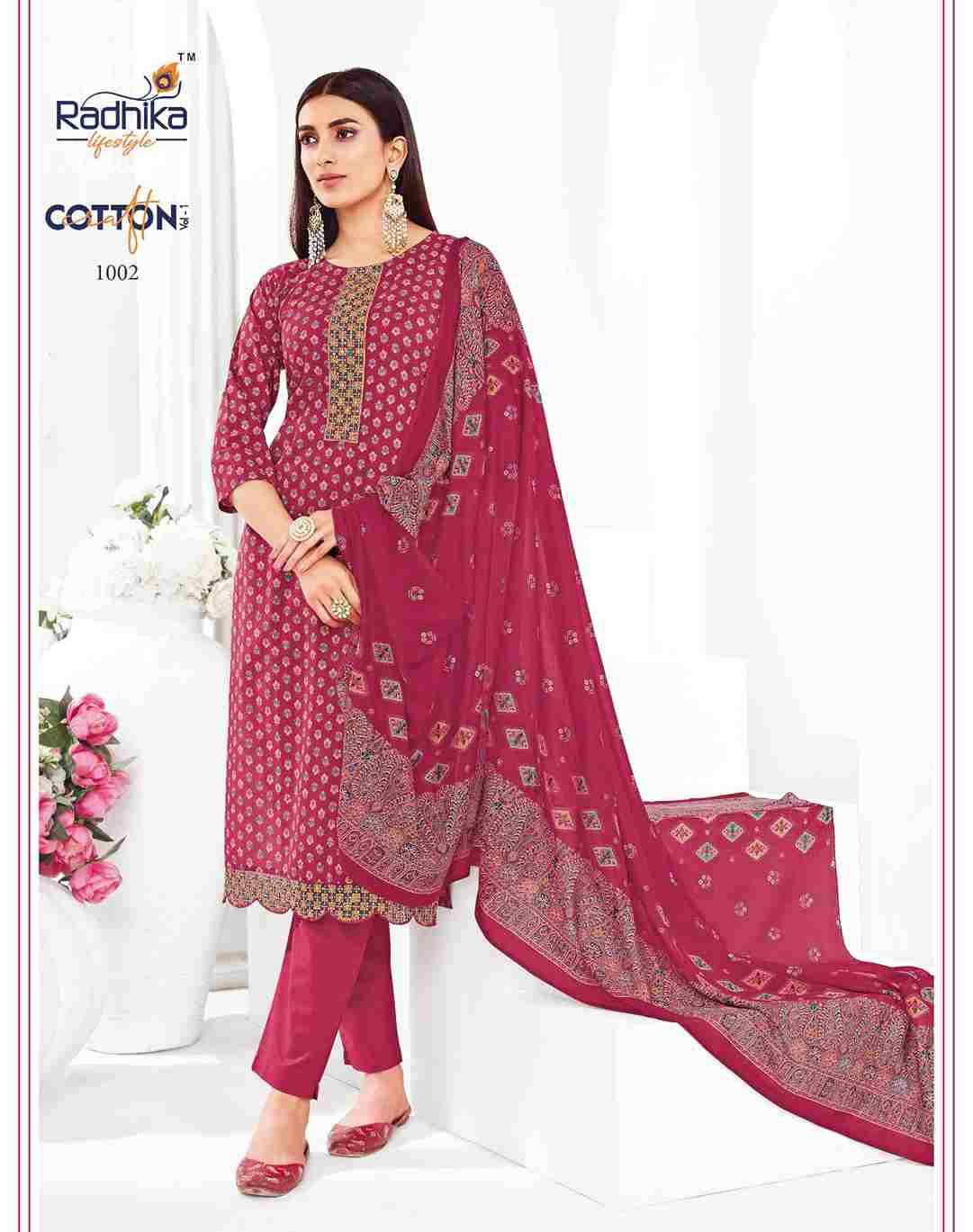 Cotton Craft Vol-1 By Radhika Lifestyle 1001 To 1008 Series Beautiful Festive Suits Colorful Stylish Fancy Casual Wear & Ethnic Wear Cotton Print Dresses At Wholesale Price