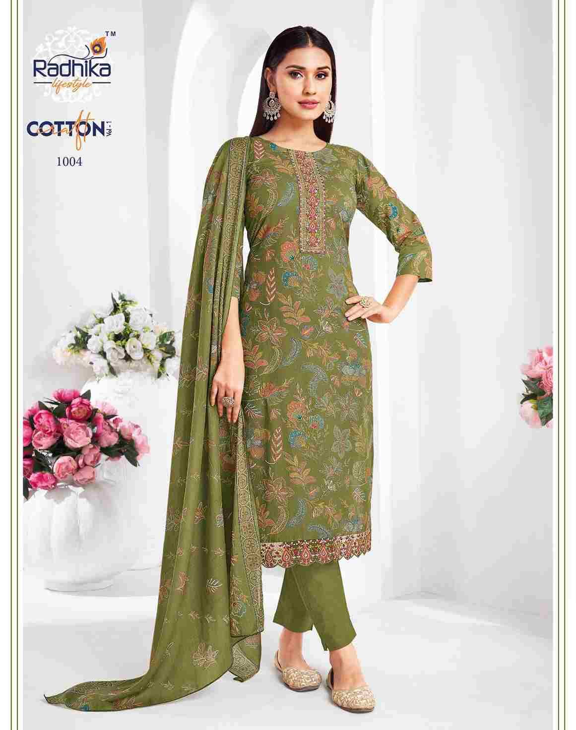 Cotton Craft Vol-1 By Radhika Lifestyle 1001 To 1008 Series Beautiful Festive Suits Colorful Stylish Fancy Casual Wear & Ethnic Wear Cotton Print Dresses At Wholesale Price