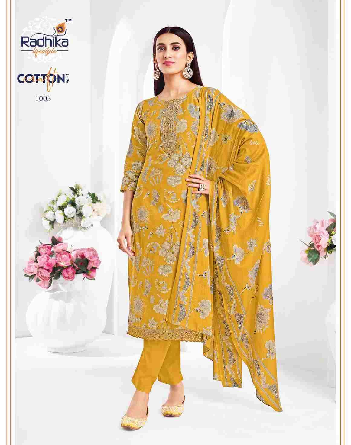 Cotton Craft Vol-1 By Radhika Lifestyle 1001 To 1008 Series Beautiful Festive Suits Colorful Stylish Fancy Casual Wear & Ethnic Wear Cotton Print Dresses At Wholesale Price