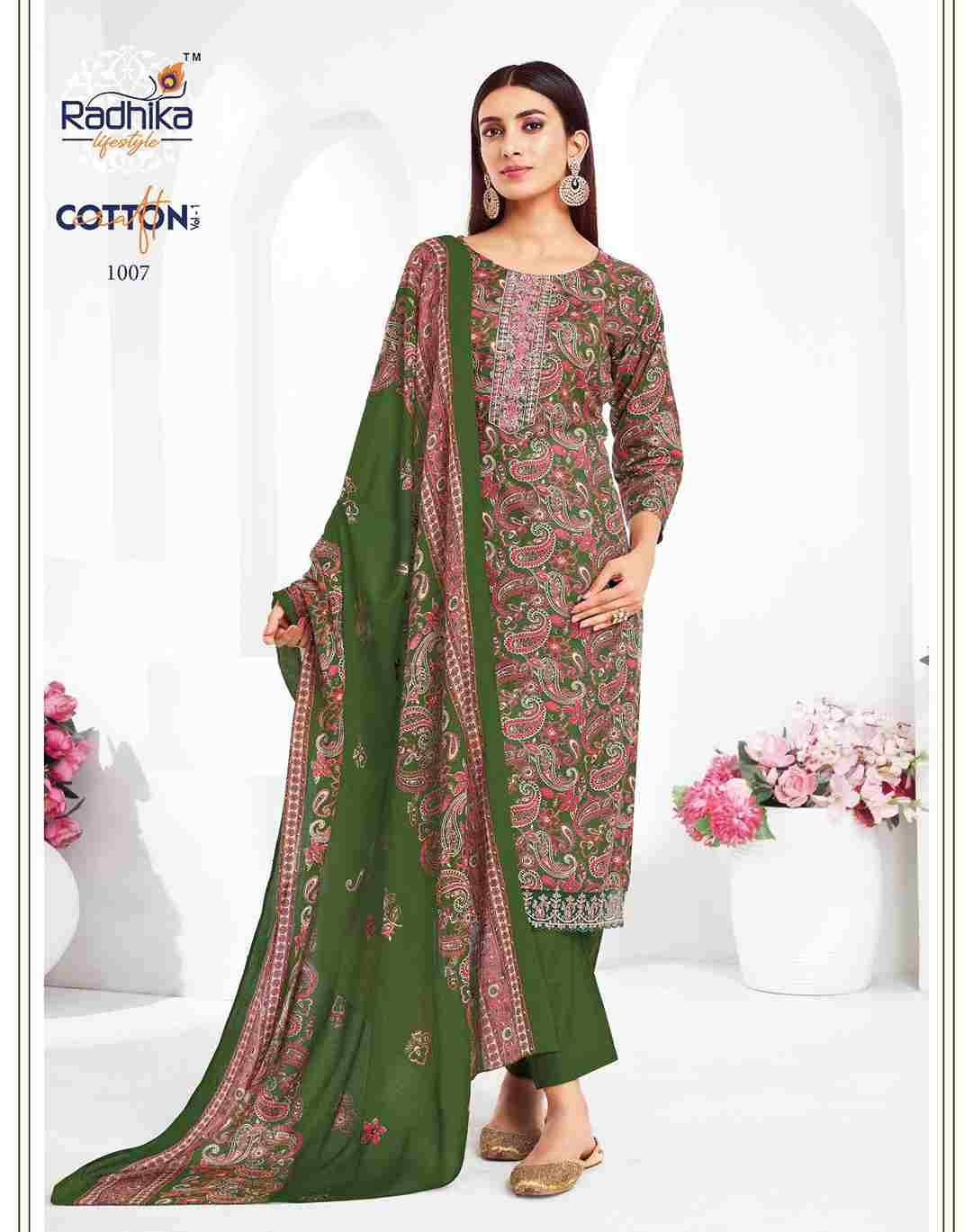 Cotton Craft Vol-1 By Radhika Lifestyle 1001 To 1008 Series Beautiful Festive Suits Colorful Stylish Fancy Casual Wear & Ethnic Wear Cotton Print Dresses At Wholesale Price