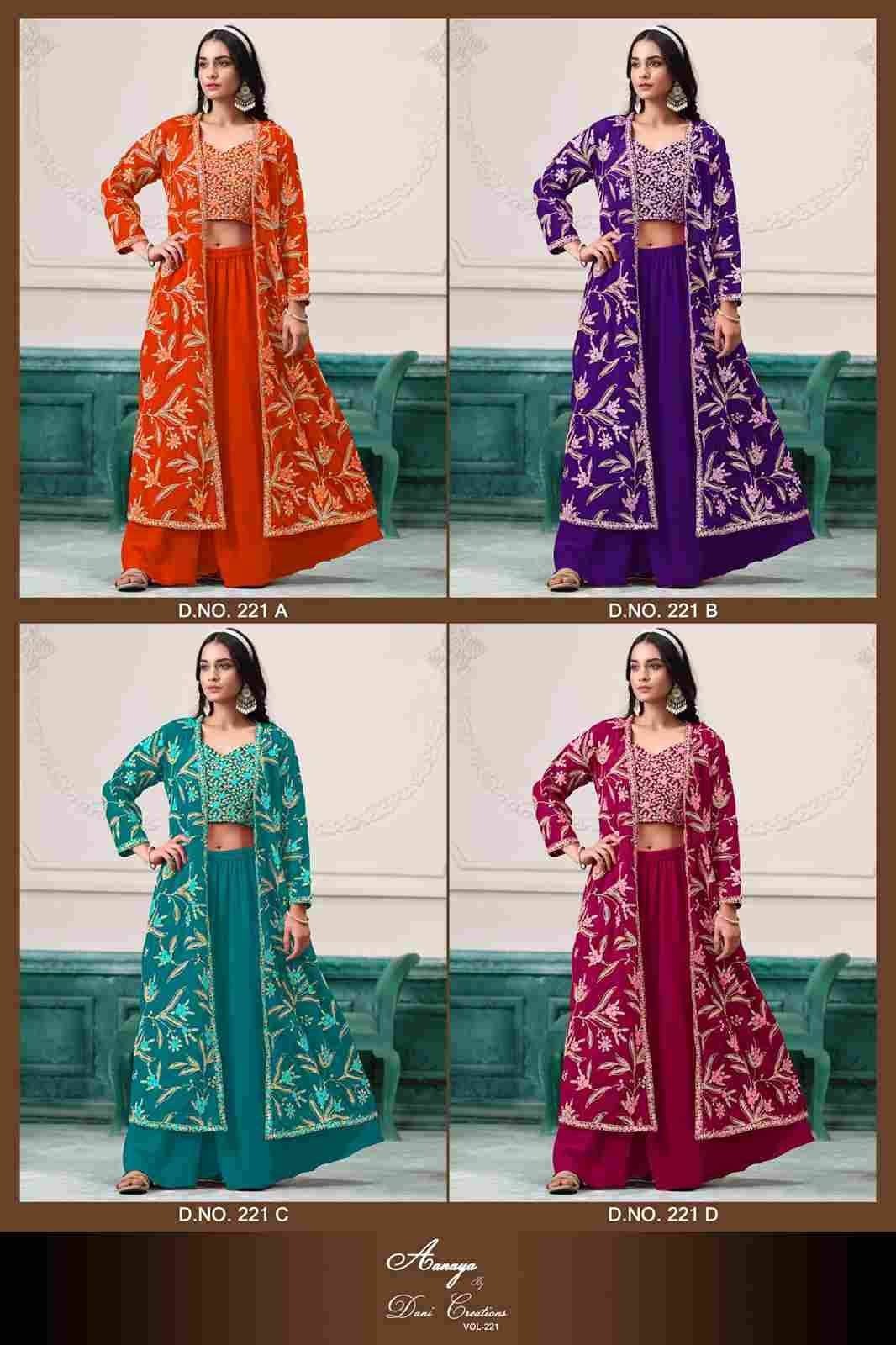 Aanaya Vol-221 By Twisha 221-A To 221-D Series Designer Stylish Fancy Colorful Beautiful Party Wear & Ethnic Wear Collection Faux Georgette Tops With Bottom At Wholesale Price