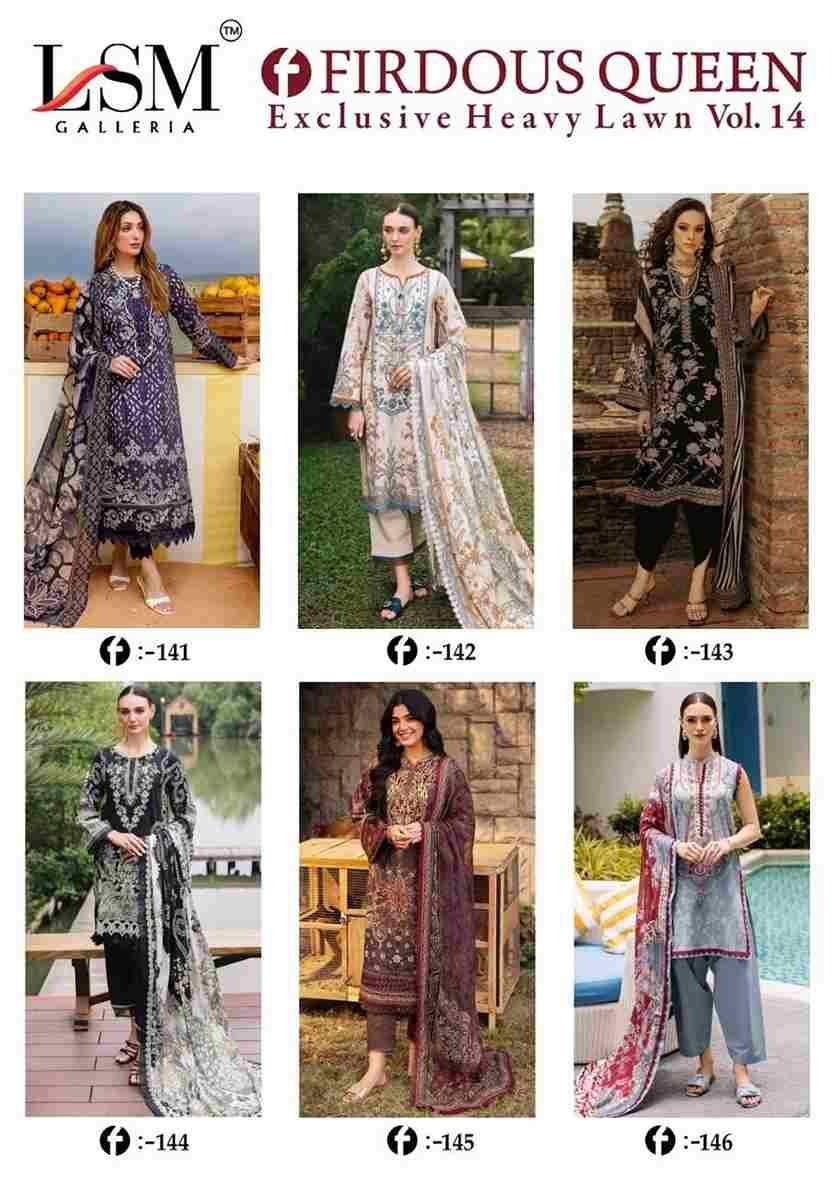 Firdous Queen Vol-14 By Lsm Galleria 141 To 146 Series Beautiful Stylish Festive Suits Fancy Colorful Casual Wear & Ethnic Wear & Ready To Wear Pure Lawn Print Dresses At Wholesale Price