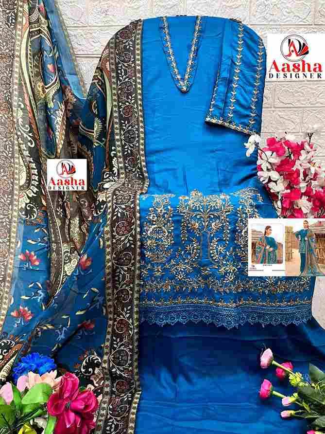 Aasha 1154 Colours By Aasha Designer 1154-A To 1154-D Series Pakistani Suits Beautiful Fancy Colorful Stylish Party Wear & Occasional Wear Heavy Rayon Embroidery Dresses At Wholesale Price