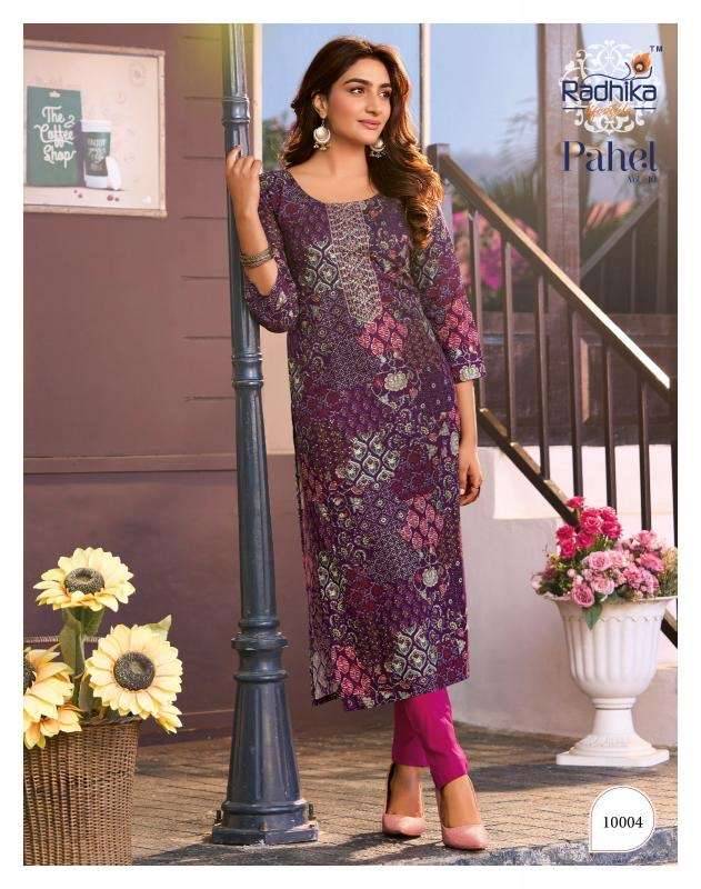 Pahel Vol-10 By Radhika Lifestyle 10001 To 10008 Series Designer Festive Suits Collection Beautiful Stylish Fancy Colorful Party Wear & Occasional Wear Rayon Print Kurtis At Wholesale Price