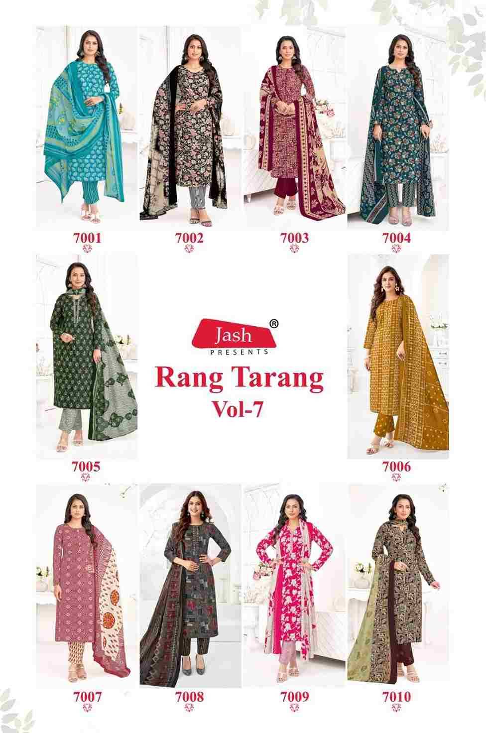 Rang Tarang Vol-7 By Jash 7001 To 7010 Series Beautiful Stylish Festive Suits Fancy Colorful Casual Wear & Ethnic Wear & Ready To Wear Pure Cotton Print Dresses At Wholesale Price