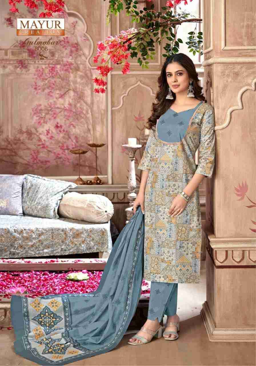 Gulmohar Vol-8 By Mayur Creation 8001 To 8010 Series Beautiful Festive Suits Colorful Stylish Fancy Casual Wear & Ethnic Wear Pure Cotton Print Dresses At Wholesale Price