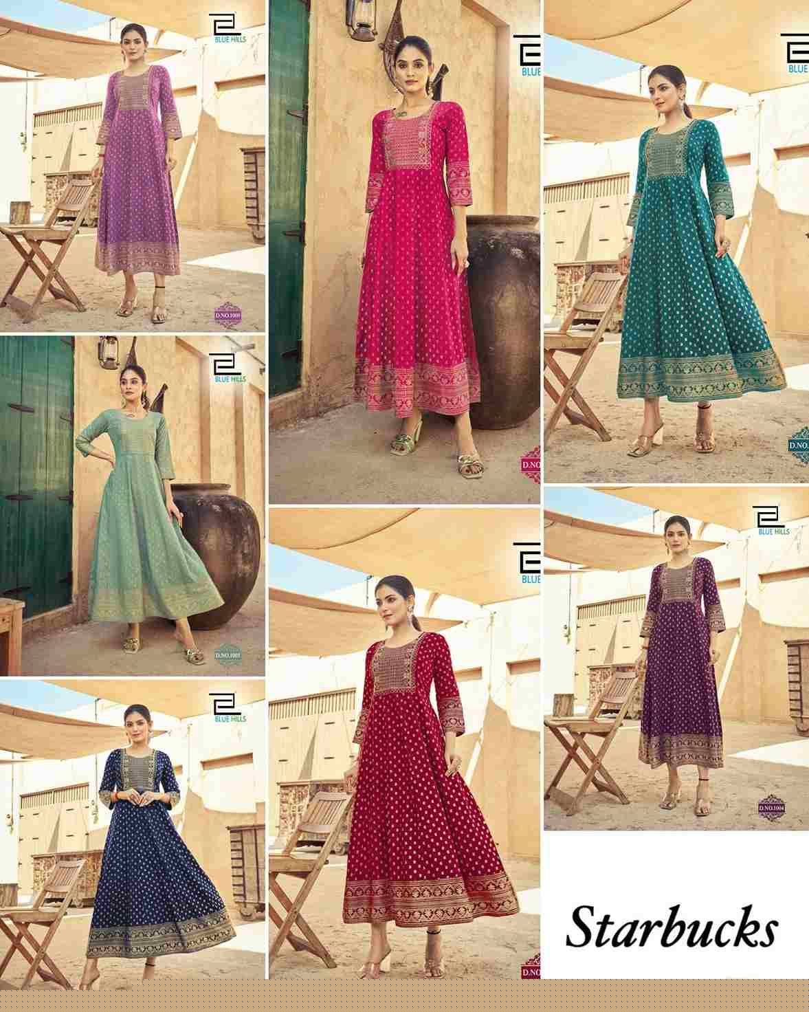 Starbucks By Kaamiri 01 To 07 Series Beautiful Stylish Fancy Colorful Casual Wear & Ethnic Wear Rayon Printed Gowns At Wholesale Price