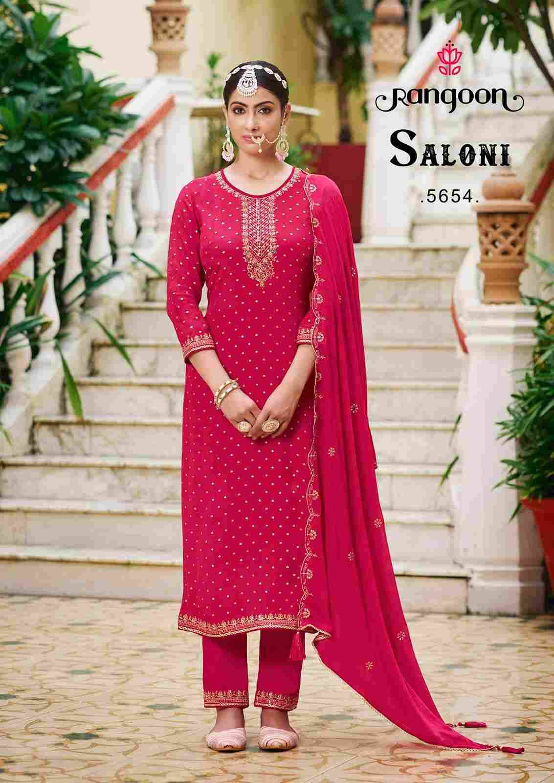 Saloni By Rangoon 5651 To 5654 Series Beautiful Stylish Festive Suits Fancy Colorful Casual Wear & Ethnic Wear & Ready To Wear Pure Chinnon Jacquard Dresses At Wholesale Price