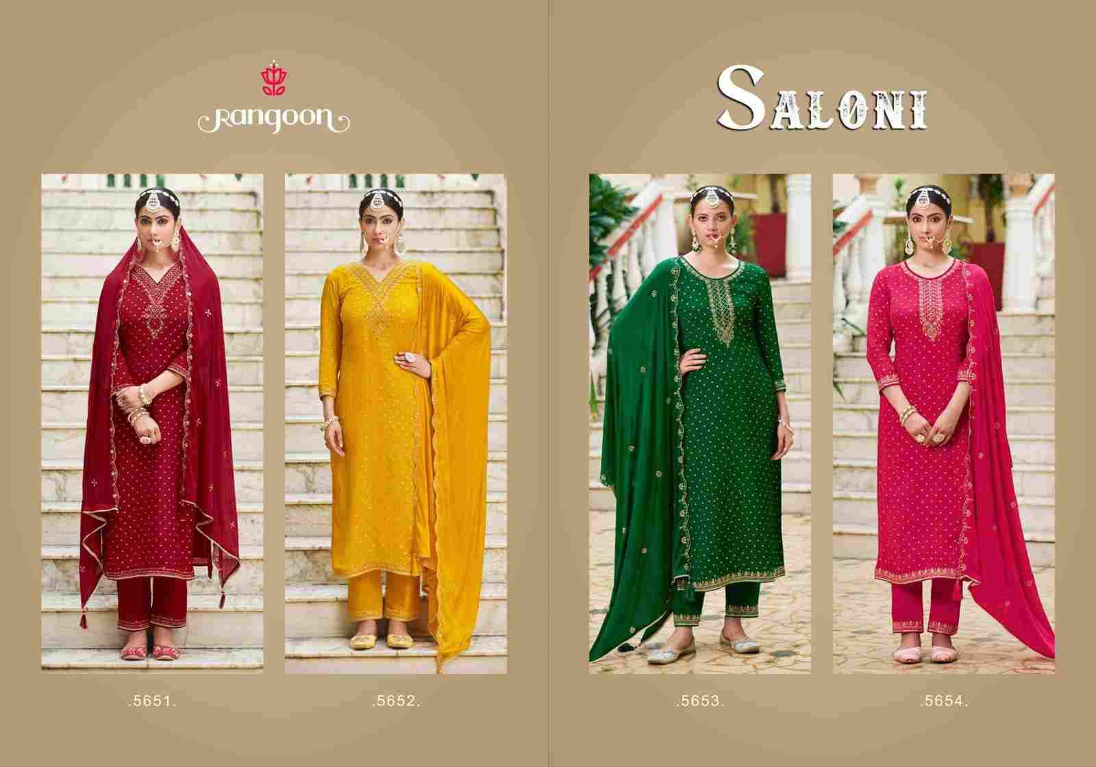 Saloni By Rangoon 5651 To 5654 Series Beautiful Stylish Festive Suits Fancy Colorful Casual Wear & Ethnic Wear & Ready To Wear Pure Chinnon Jacquard Dresses At Wholesale Price