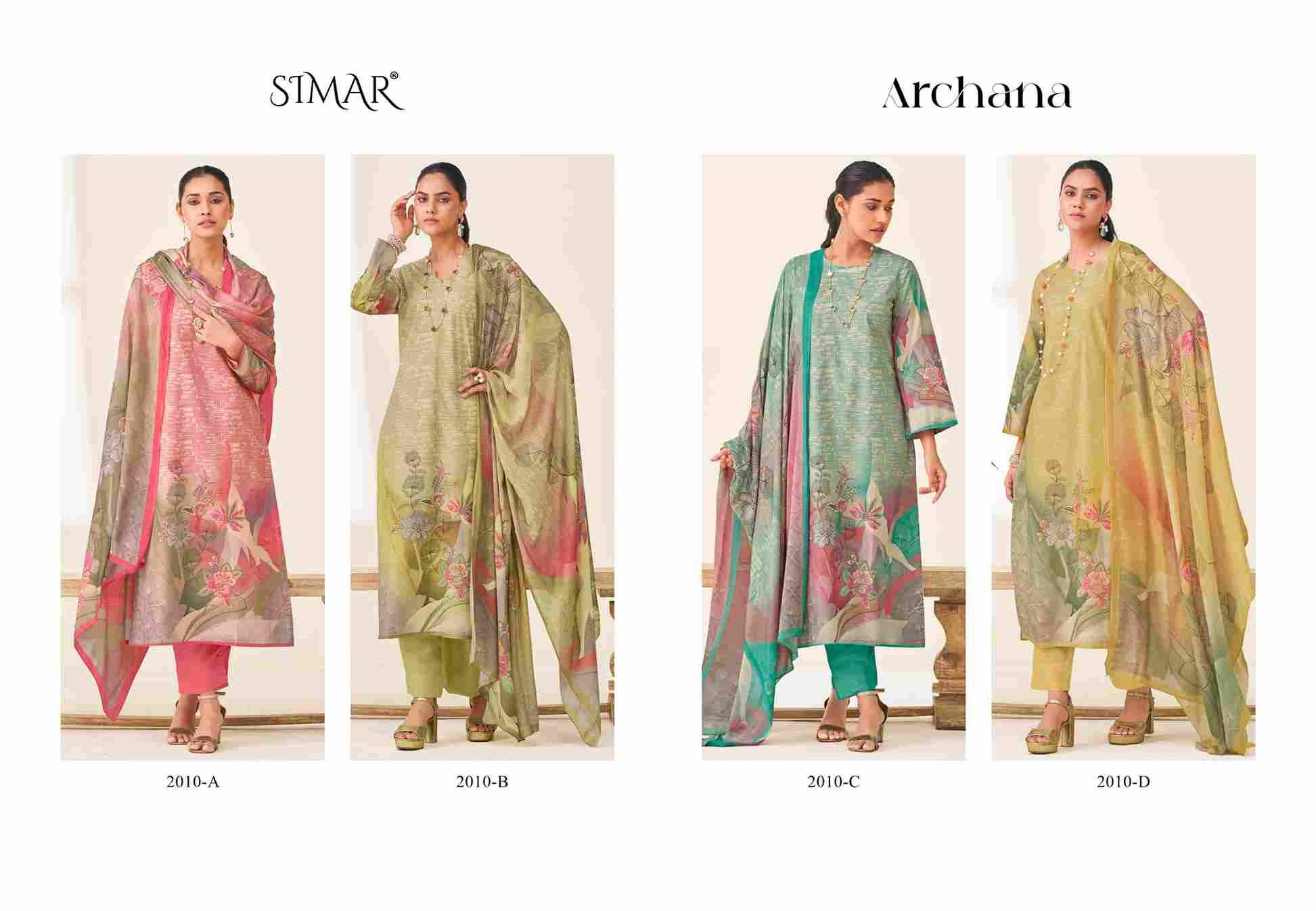 Archana By Simar 2010-A To 2010-D Series Beautiful Festive Suits Stylish Fancy Colorful Casual Wear & Ethnic Wear Pure Lawn Cotton Dresses At Wholesale Price