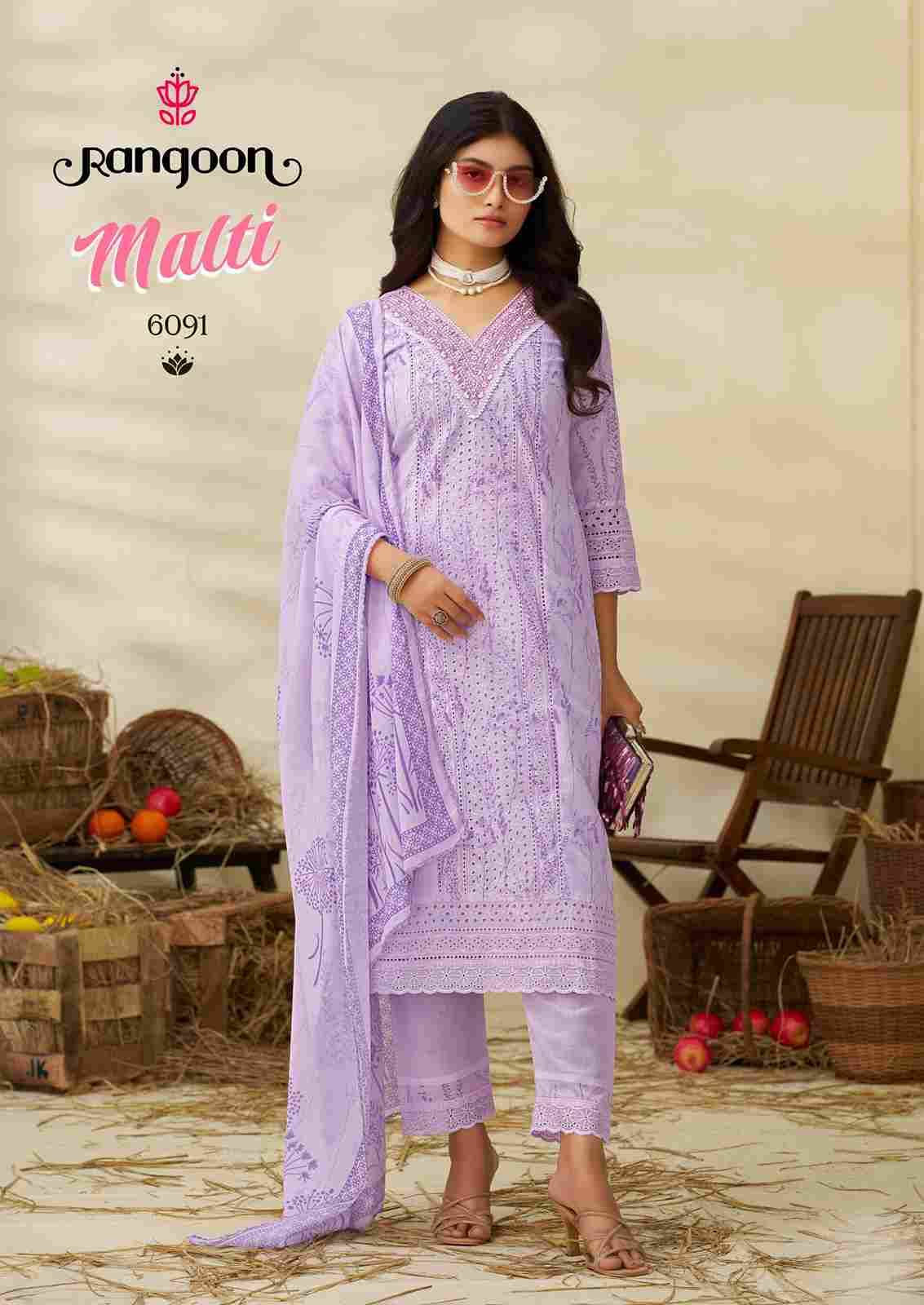 Malti By Rangoon 6091 To 6094 Series Beautiful Stylish Festive Suits Fancy Colorful Casual Wear & Ethnic Wear & Ready To Wear Pure Cotton Print Dresses At Wholesale Price