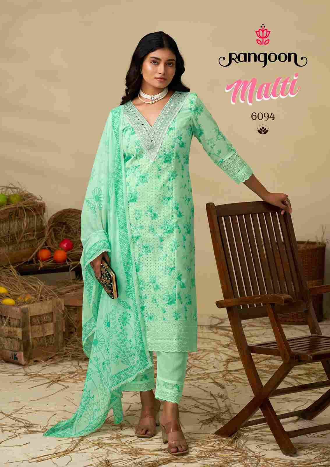 Malti By Rangoon 6091 To 6094 Series Beautiful Stylish Festive Suits Fancy Colorful Casual Wear & Ethnic Wear & Ready To Wear Pure Cotton Print Dresses At Wholesale Price