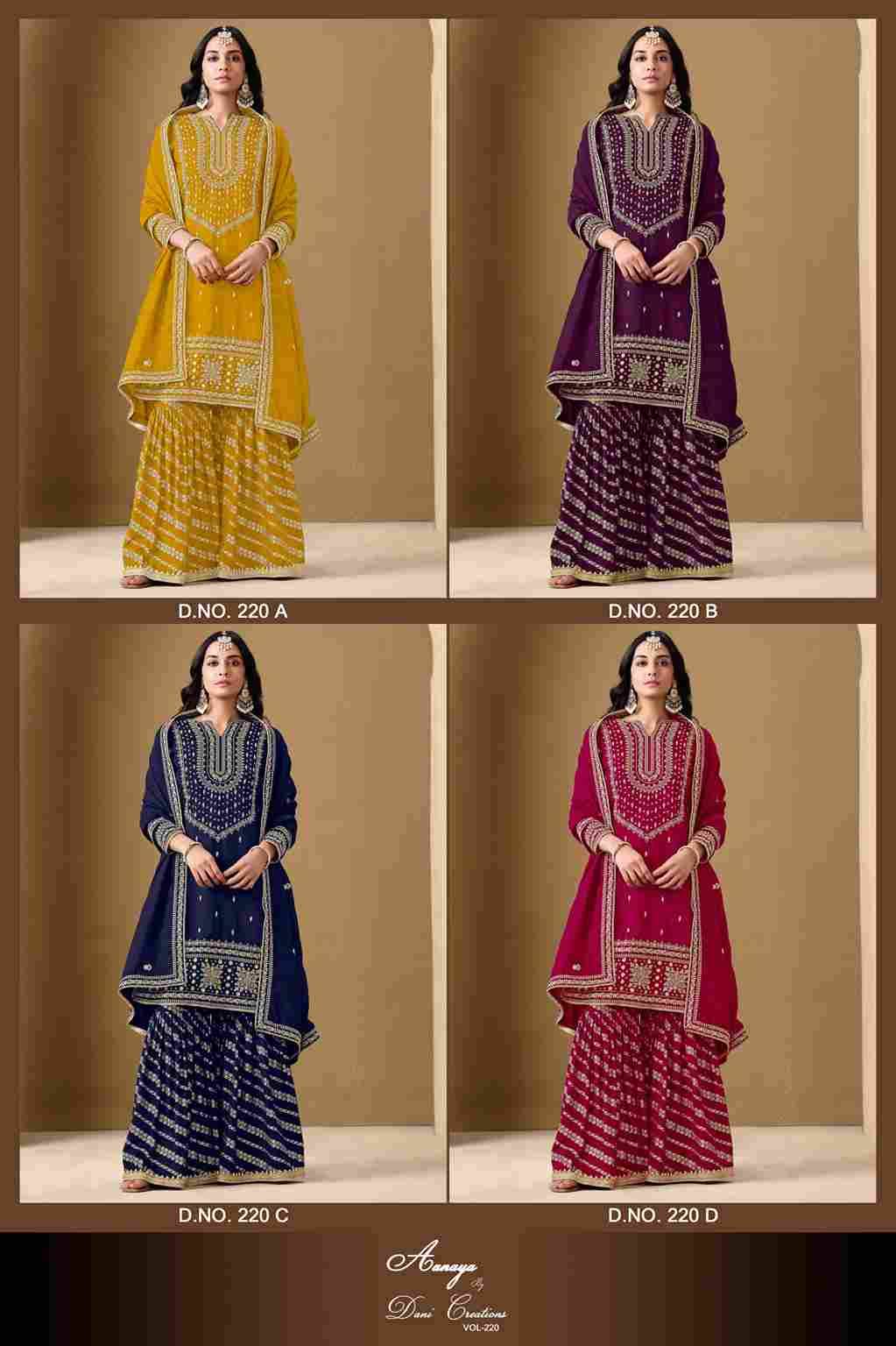 Aanaya Vol-220 By Twisha 220-A To 220-D Series Designer Sharara Suits Collection Beautiful Stylish Fancy Colorful Party Wear & Occasional Wear Art Silk Dresses At Wholesale Price