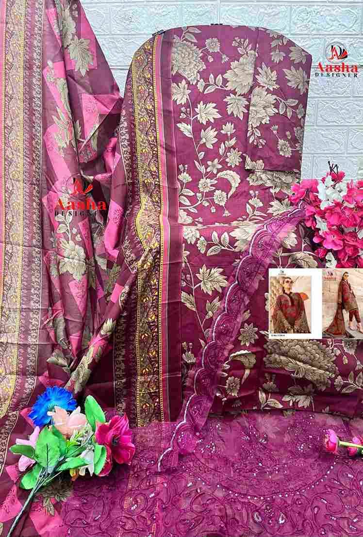 Aasha 1158 Colours By Aasha Designer 1158-A To 1158-B Series Pakistani Suits Beautiful Fancy Colorful Stylish Party Wear & Occasional Wear Pure Cotton Embroidery Dresses At Wholesale Price