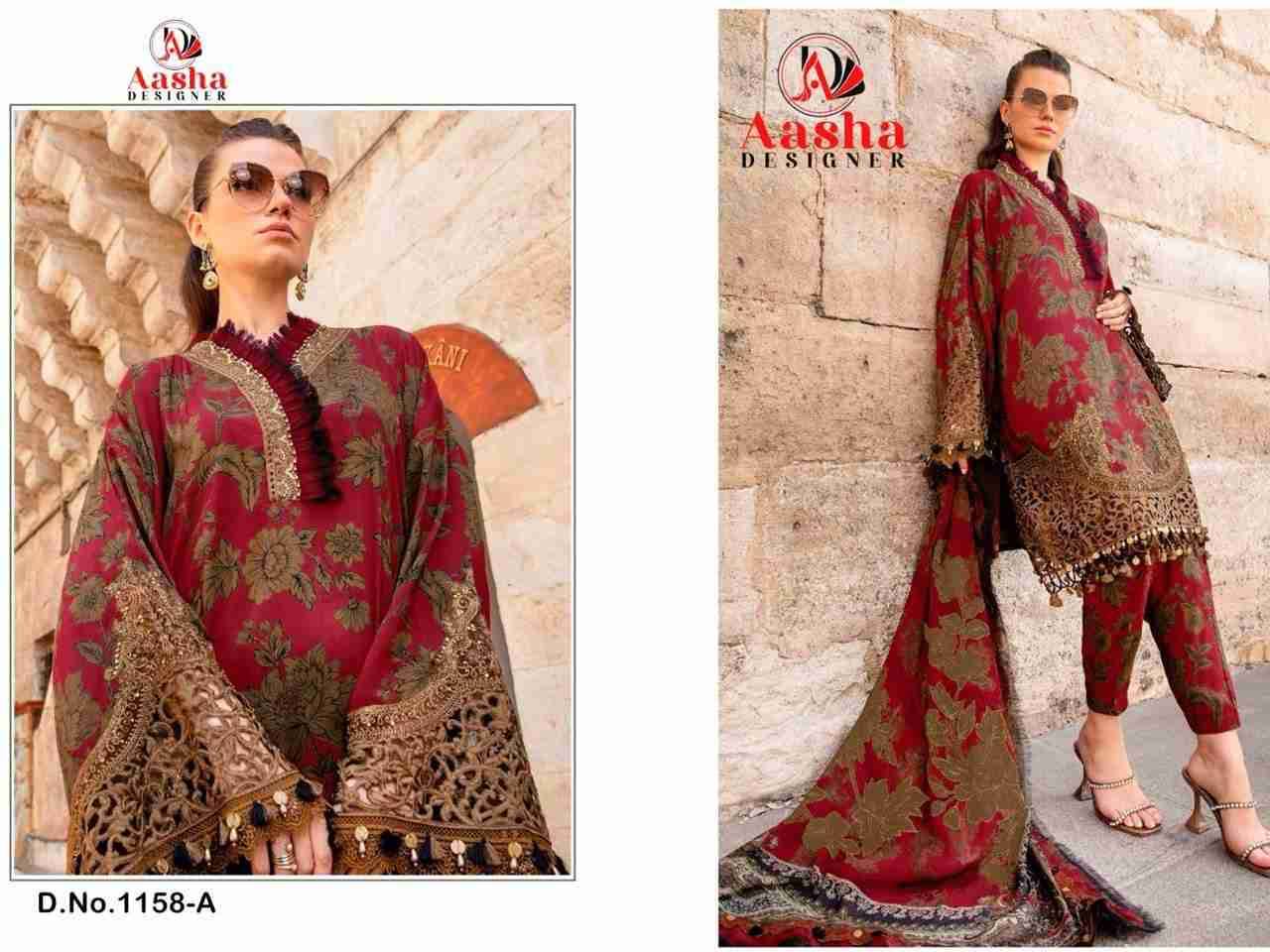 Aasha 1158 Colours By Aasha Designer 1158-A To 1158-B Series Pakistani Suits Beautiful Fancy Colorful Stylish Party Wear & Occasional Wear Pure Cotton Embroidery Dresses At Wholesale Price