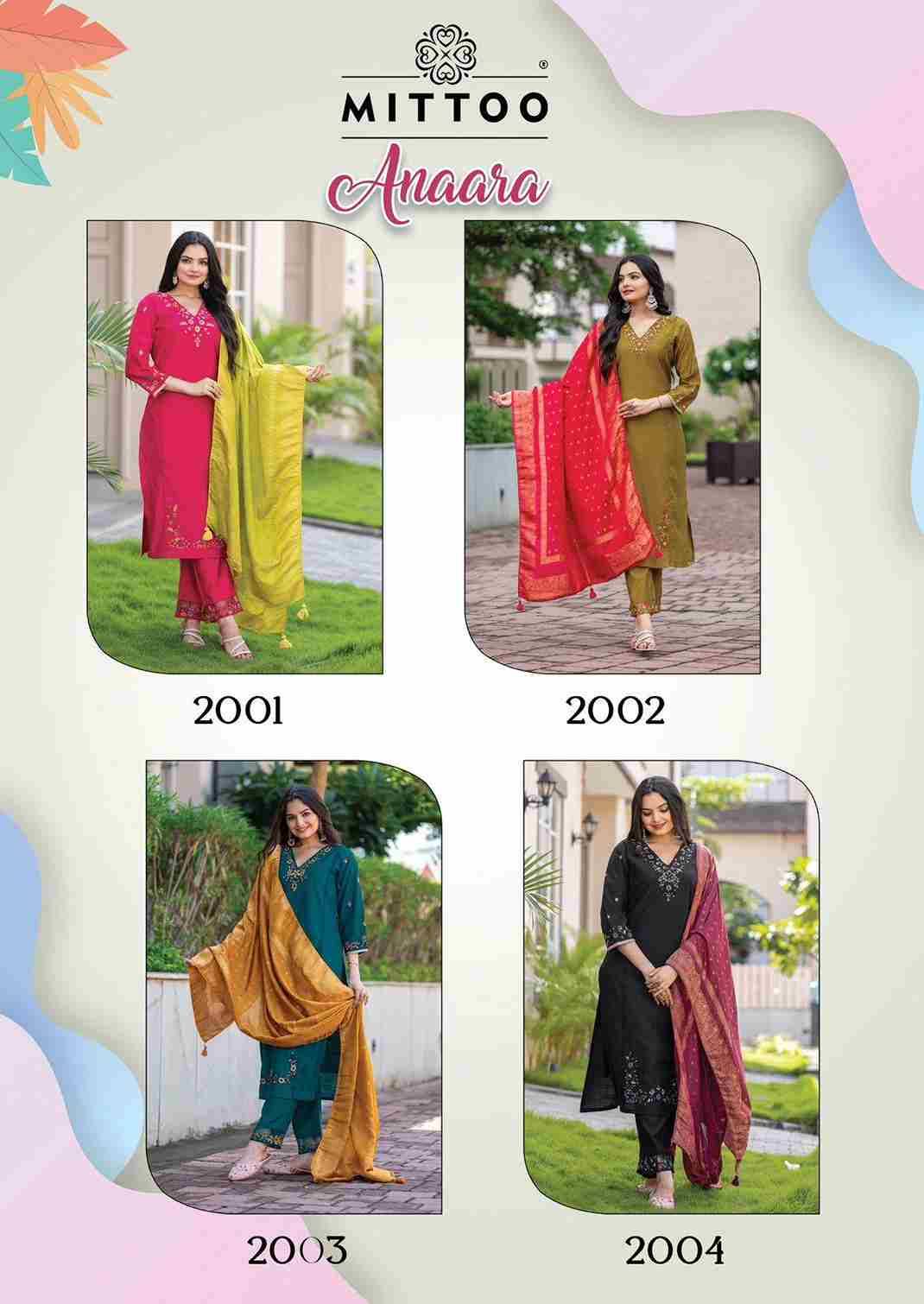 Anaara By Mittoo 2001 To 2004 Series Beautiful Festive Suits Colorful Stylish Fancy Casual Wear & Ethnic Wear Modal Slub Dresses At Wholesale Price