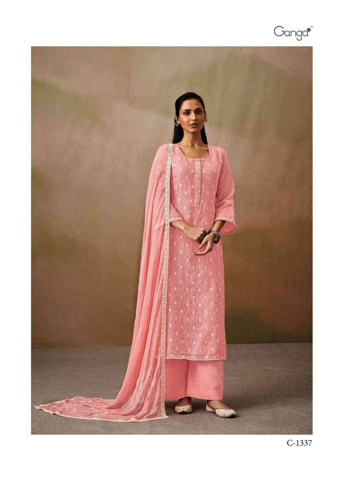 Roshni By Ganga Fashion 1337 To 1342 Series Beautiful Festive Suits Colorful Stylish Fancy Casual Wear & Ethnic Wear Pure Linen Dresses At Wholesale Price