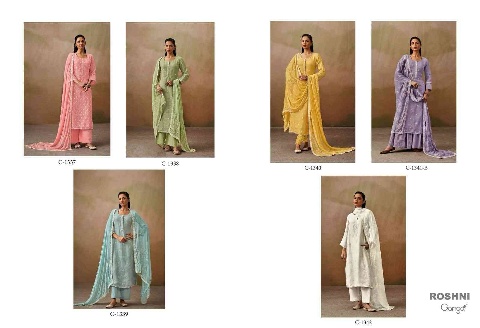 Roshni By Ganga Fashion 1337 To 1342 Series Beautiful Festive Suits Colorful Stylish Fancy Casual Wear & Ethnic Wear Pure Linen Dresses At Wholesale Price