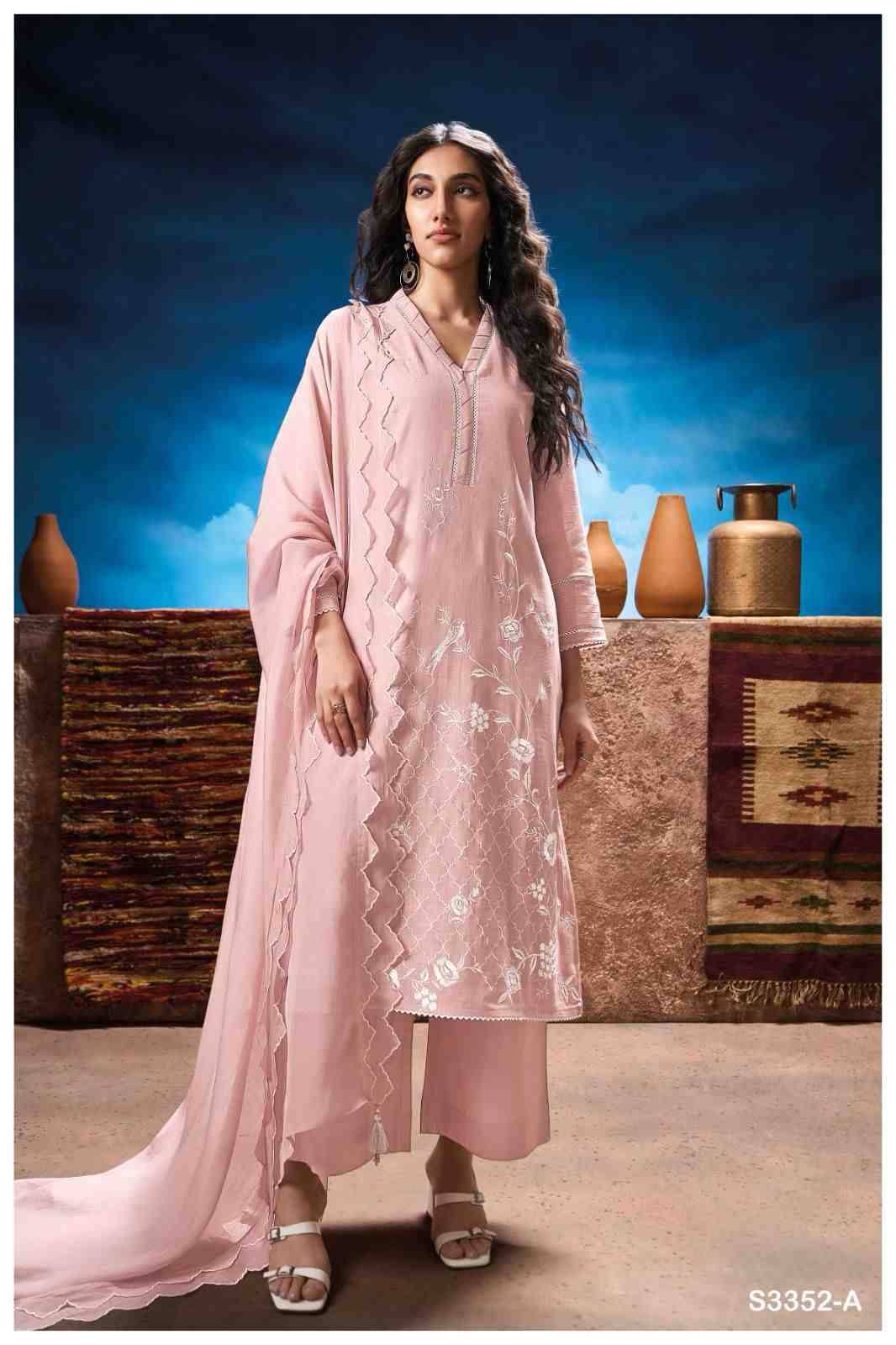 Phallika-3352 By Ganga Fashion 3352-A To 3352-B Series Beautiful Festive Suits Colorful Stylish Fancy Casual Wear & Ethnic Wear Pure Linen Cotton Dresses At Wholesale Price