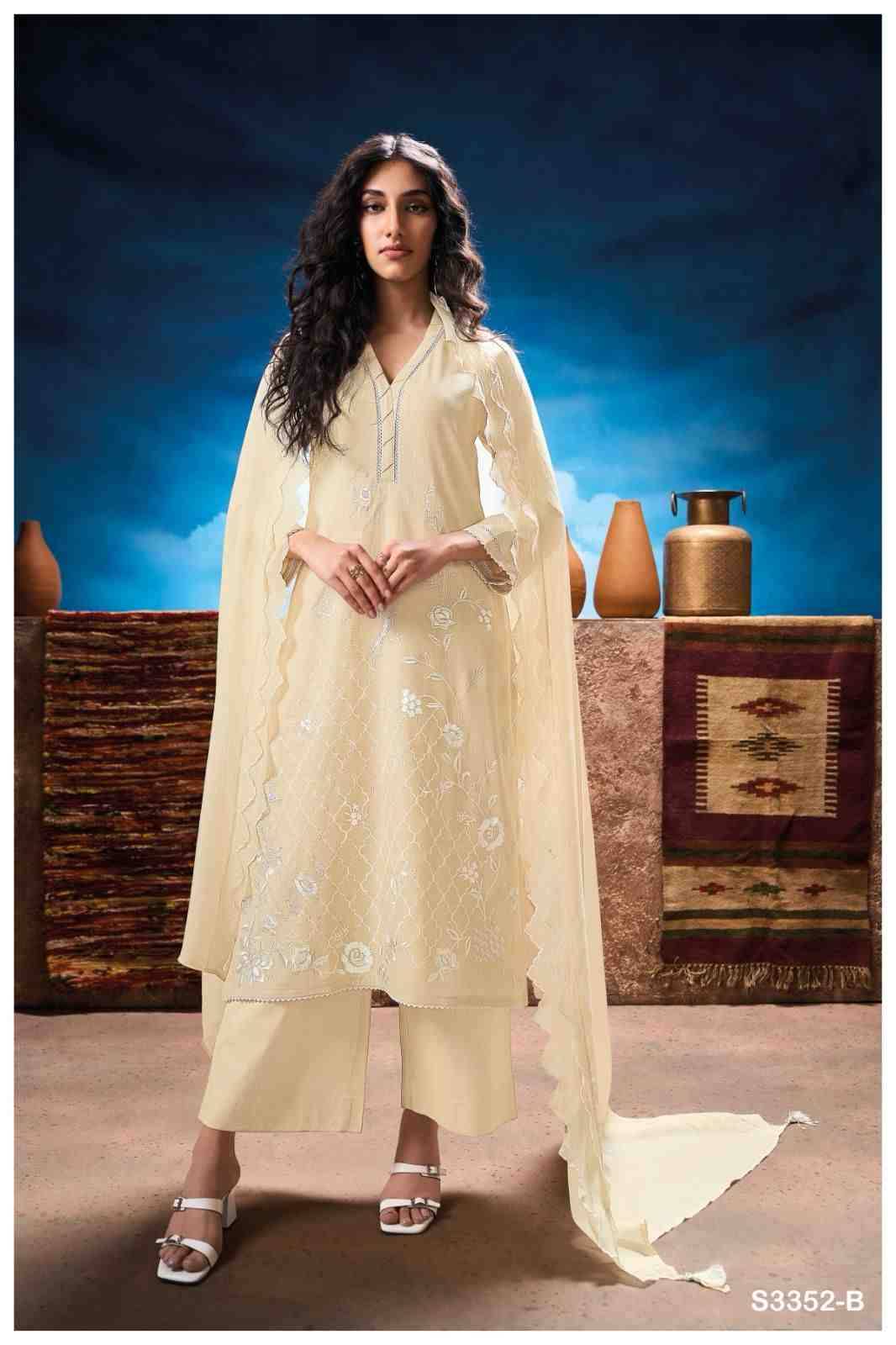 Phallika-3352 By Ganga Fashion 3352-A To 3352-B Series Beautiful Festive Suits Colorful Stylish Fancy Casual Wear & Ethnic Wear Pure Linen Cotton Dresses At Wholesale Price