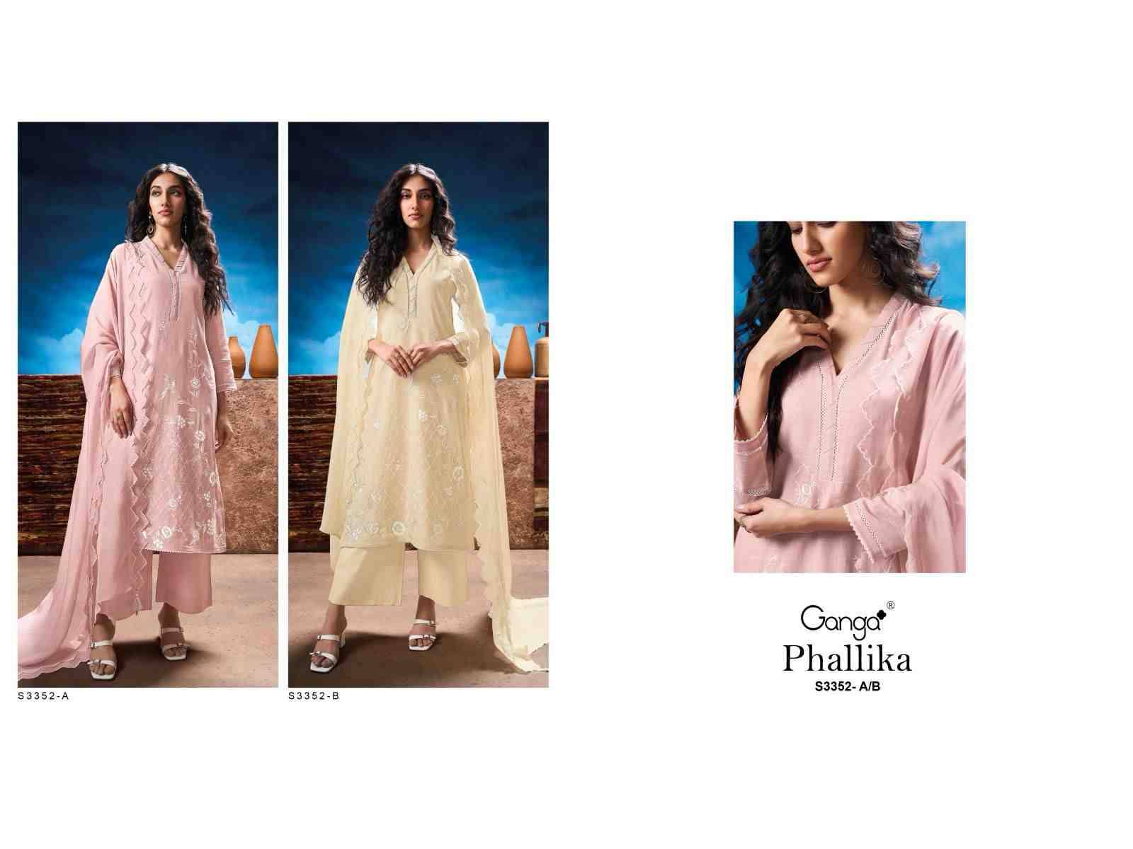 Phallika-3352 By Ganga Fashion 3352-A To 3352-B Series Beautiful Festive Suits Colorful Stylish Fancy Casual Wear & Ethnic Wear Pure Linen Cotton Dresses At Wholesale Price