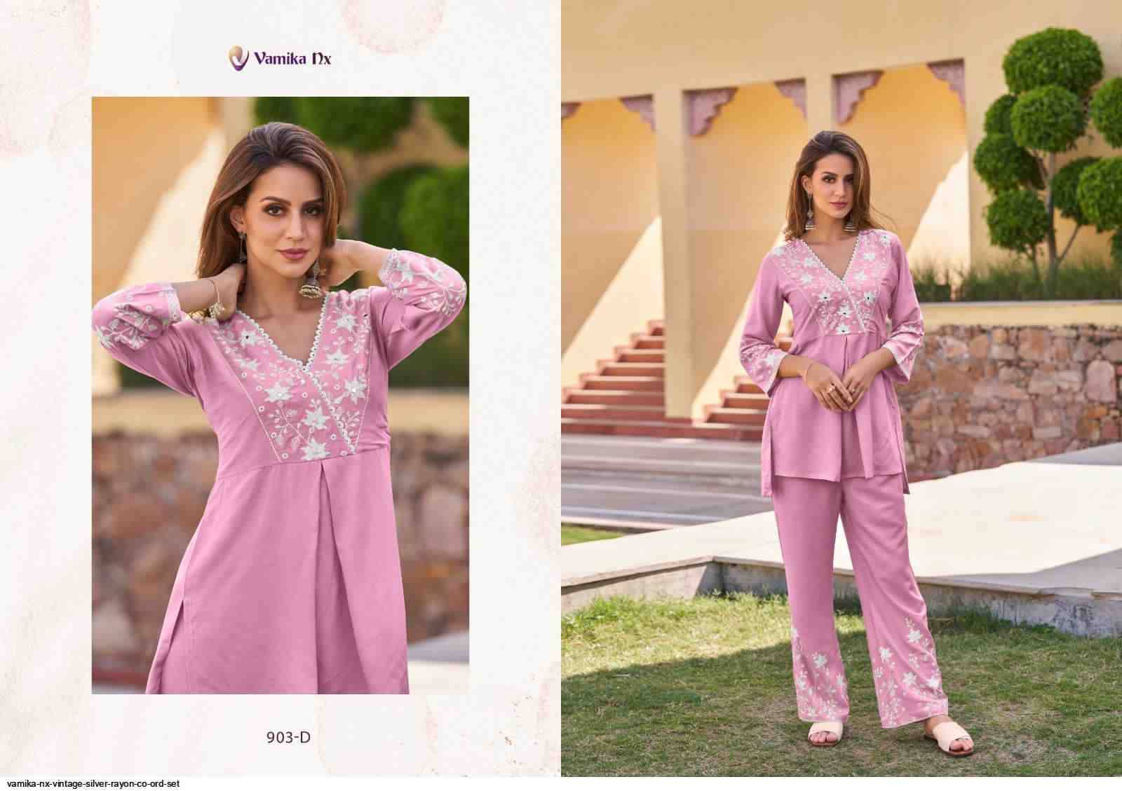 Vintage Silver By Vamika 903-A To 903-E Series Designer Stylish Fancy Colorful Beautiful Party Wear & Ethnic Wear Collection Heavy Rayon Kurtis With Bottom At Wholesale Price