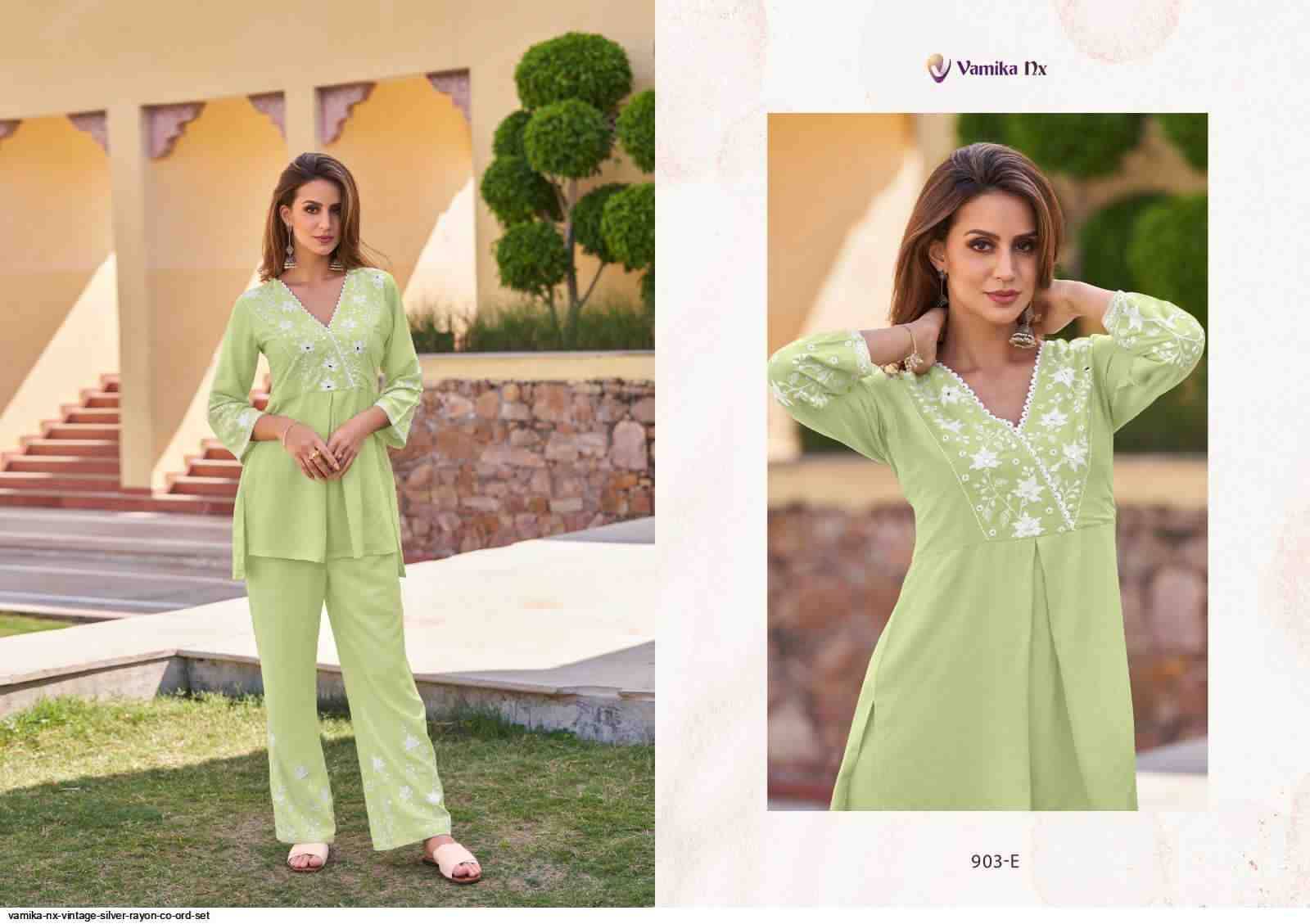 Vintage Silver By Vamika 903-A To 903-E Series Designer Stylish Fancy Colorful Beautiful Party Wear & Ethnic Wear Collection Heavy Rayon Kurtis With Bottom At Wholesale Price