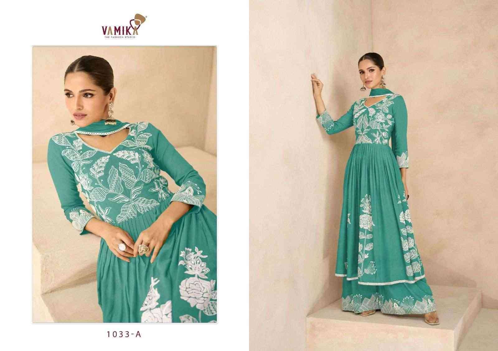 Lakhnavi Vol-6 Super Hit By Vamika 1033-A To 1033-E Series Beautiful Stylish Sharara Suits Fancy Colorful Casual Wear & Ethnic Wear & Ready To Wear Pure Rayon Printed Dresses At Wholesale Price