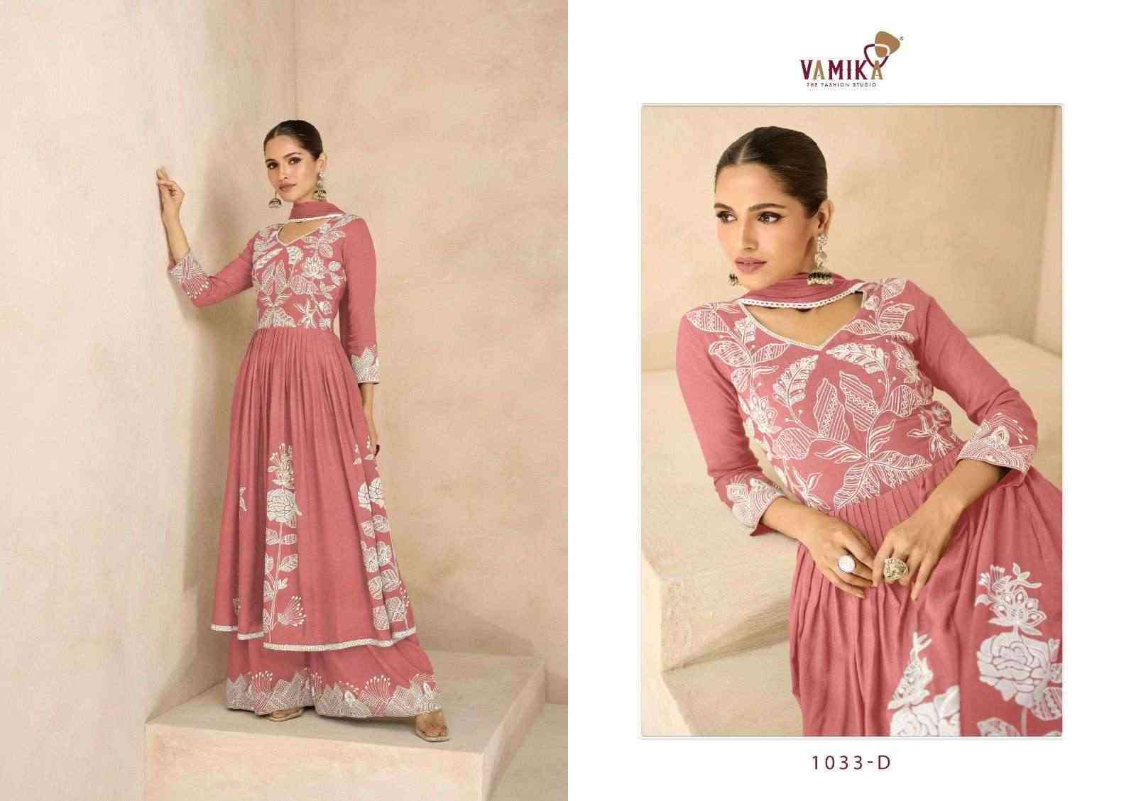 Lakhnavi Vol-6 Super Hit By Vamika 1033-A To 1033-E Series Beautiful Stylish Sharara Suits Fancy Colorful Casual Wear & Ethnic Wear & Ready To Wear Pure Rayon Printed Dresses At Wholesale Price